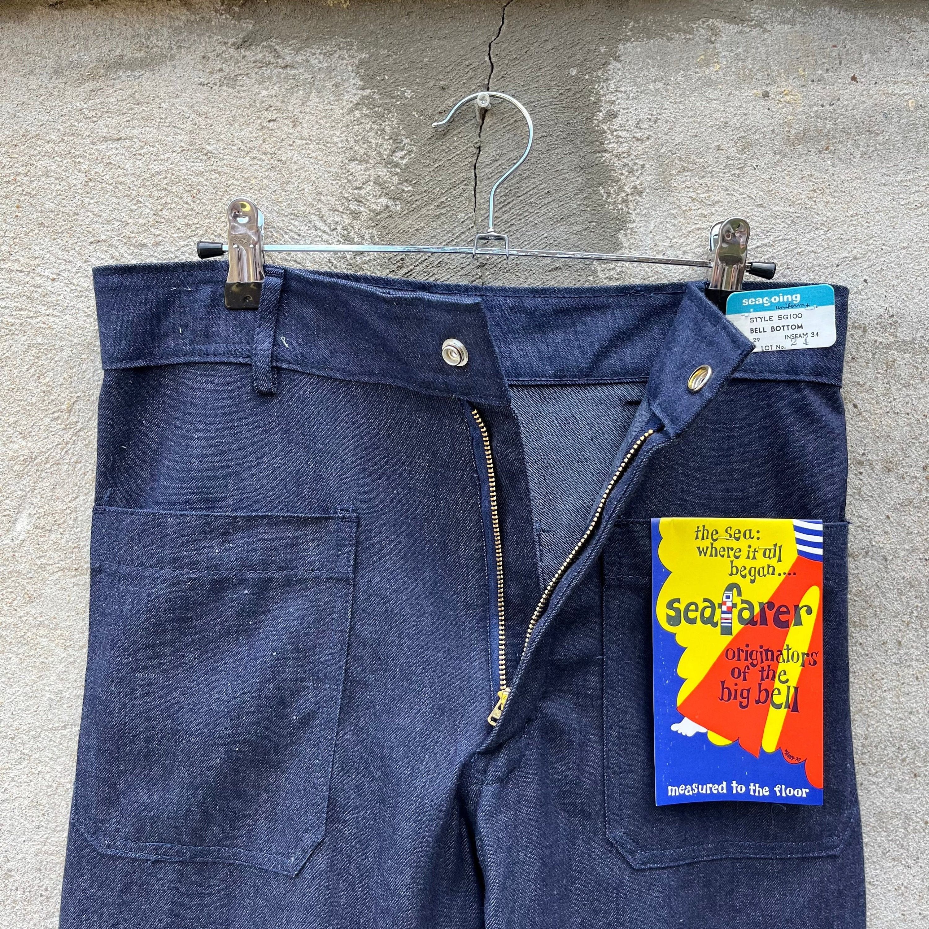 Vintage 80s USN Denim Dungaree Flare Seafarer Pants (NOS) Size US 29 - 3 Thumbnail