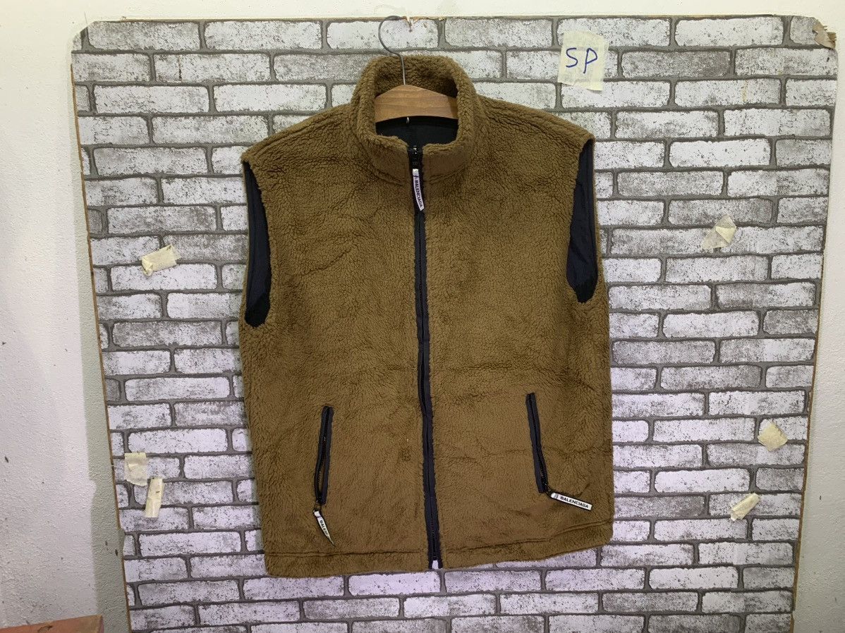 image of Balenciaga Golf Paris Vest Jacket Reversible Spellout Logo in Brown, Men's (Size Medium)
