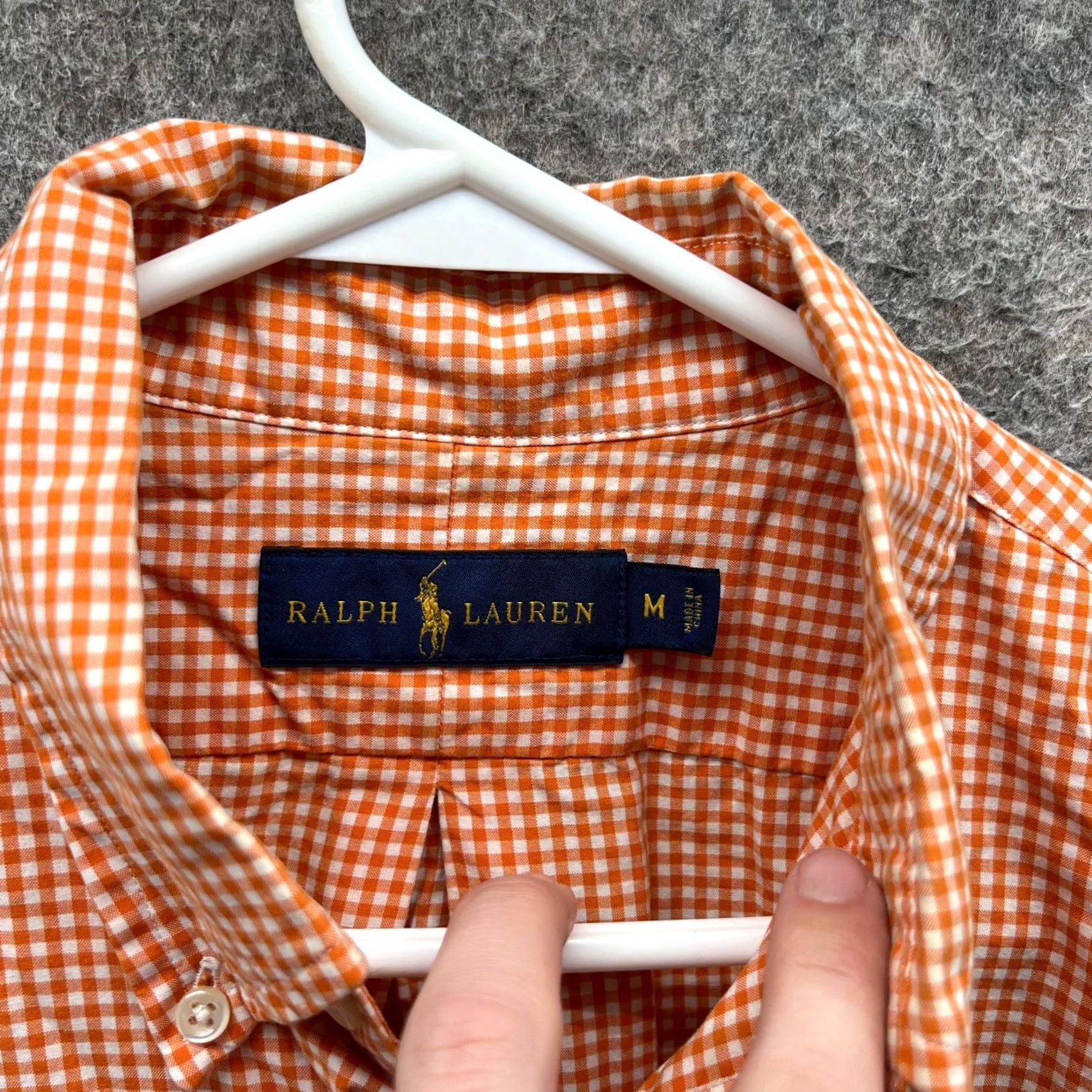 Ralph Lauren VINTAGE Ralph Lauren Shirt Mens Medium Orange Button Up Pony Gingham Short Sleeve Polo Size US M / EU 48-50 / 2 - 5 Thumbnail