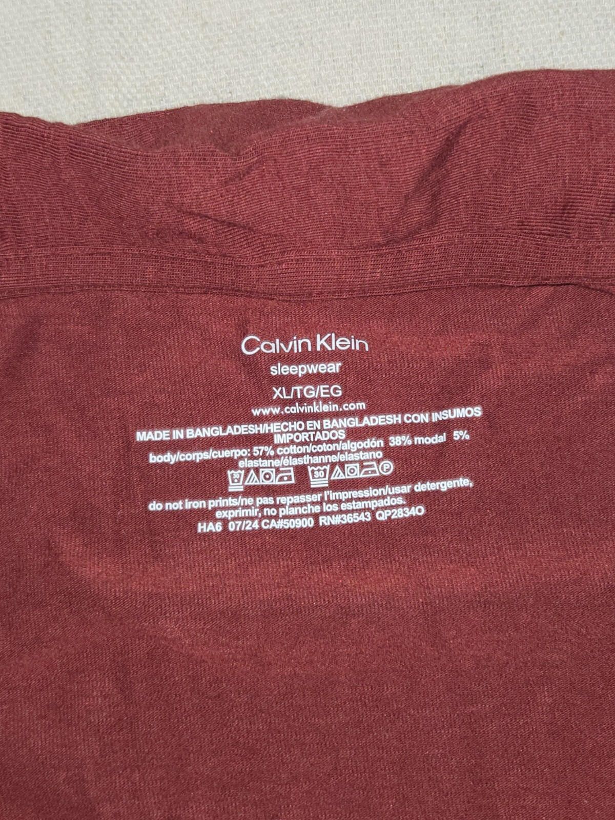 Calvin Klein Calvin Klein Sleepwear Women's Maroon Short Sleeve Shirt XL Size ONE SIZE - 3 Thumbnail