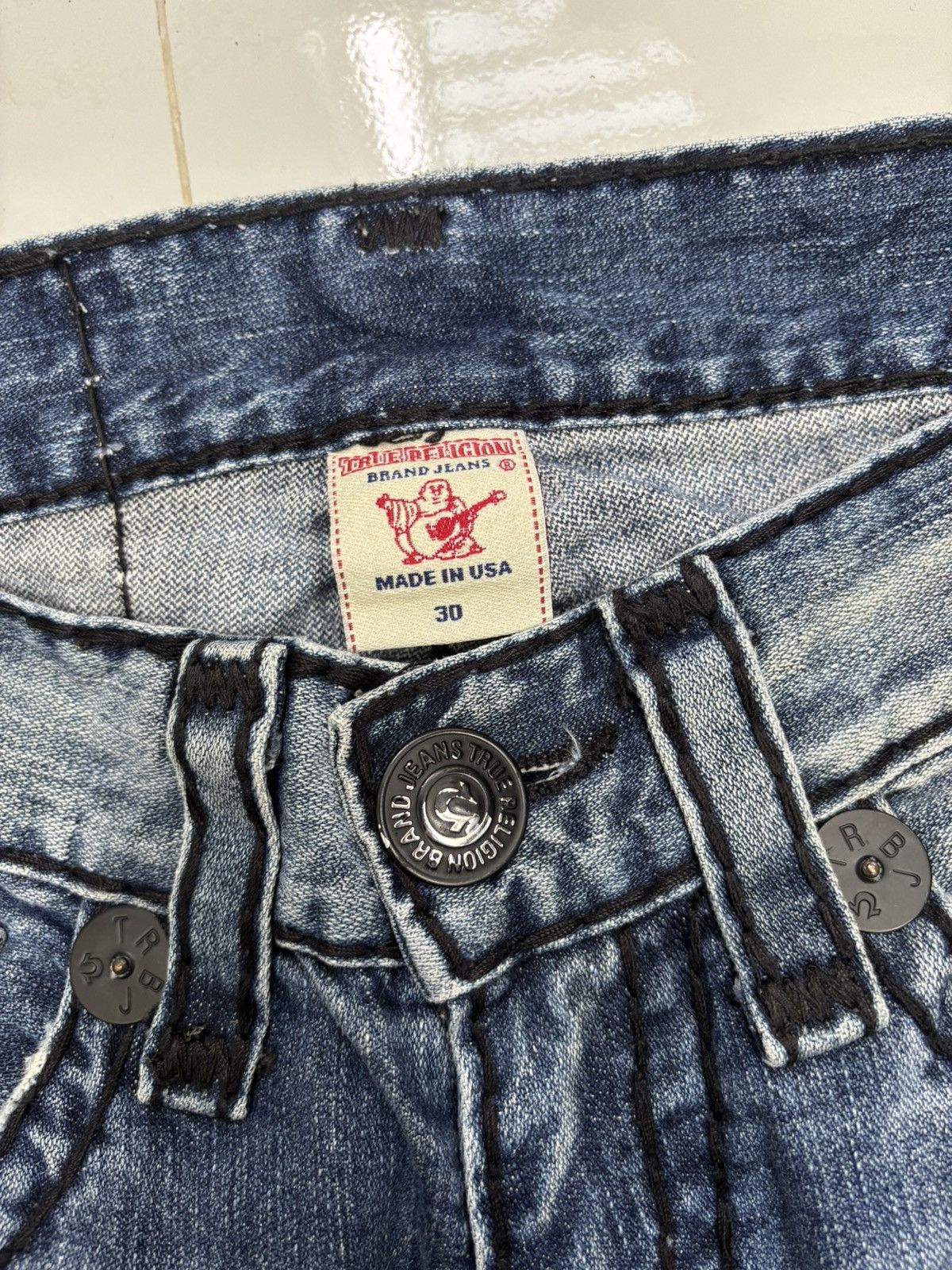 Hysteric Glamour × True Religion TRUE RELIGION Joey Super T Flared Jeans Distressed Denim Size US 30 / EU 46 - 10 Thumbnail