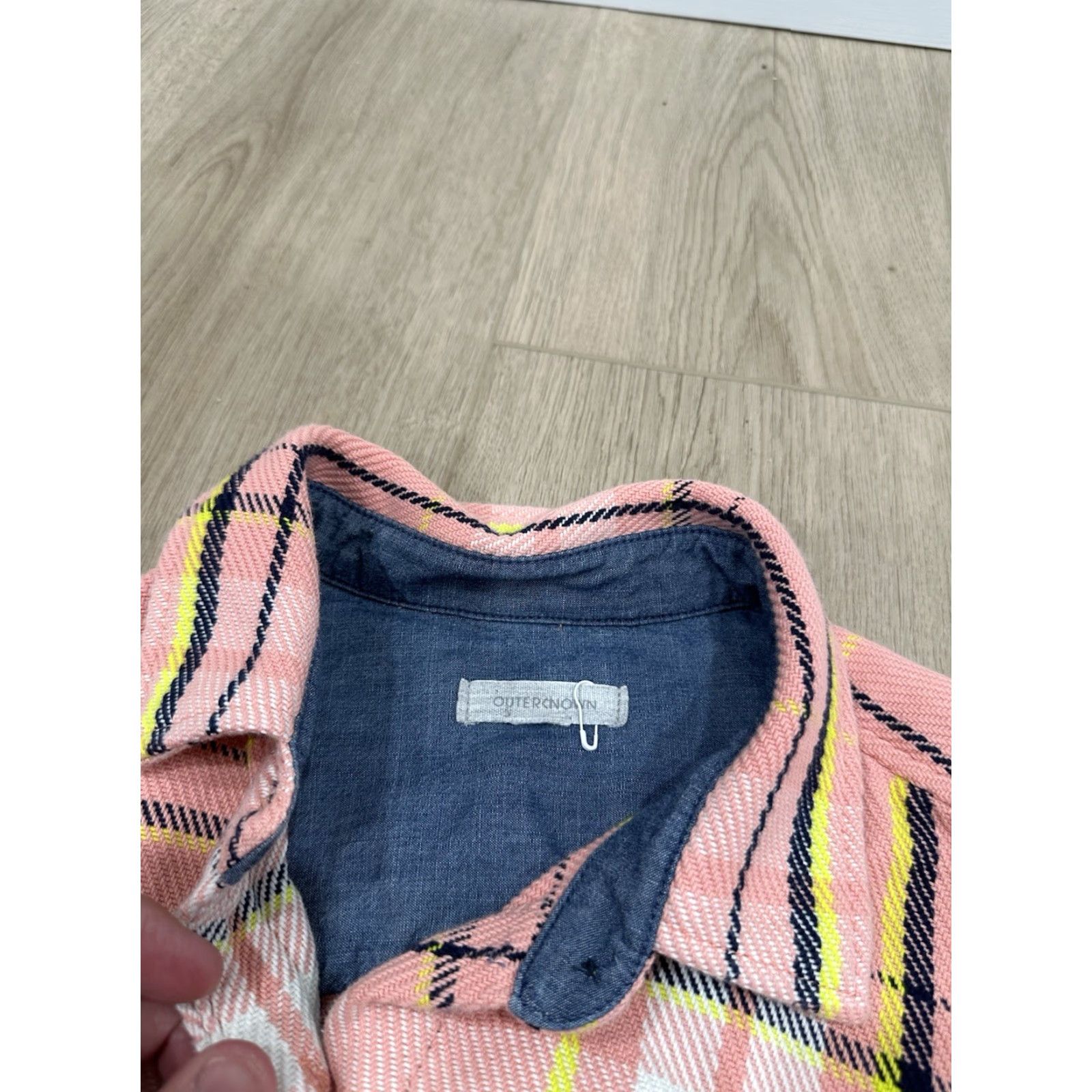 Outerknown Outerknown Plaid Shirt Pink Coral Womens XS/S Heavy Twill Organic Cotton Button-Up Casual Travel Regular Size Size XS / US 0-2 / IT 36-38 - 5 Thumbnail