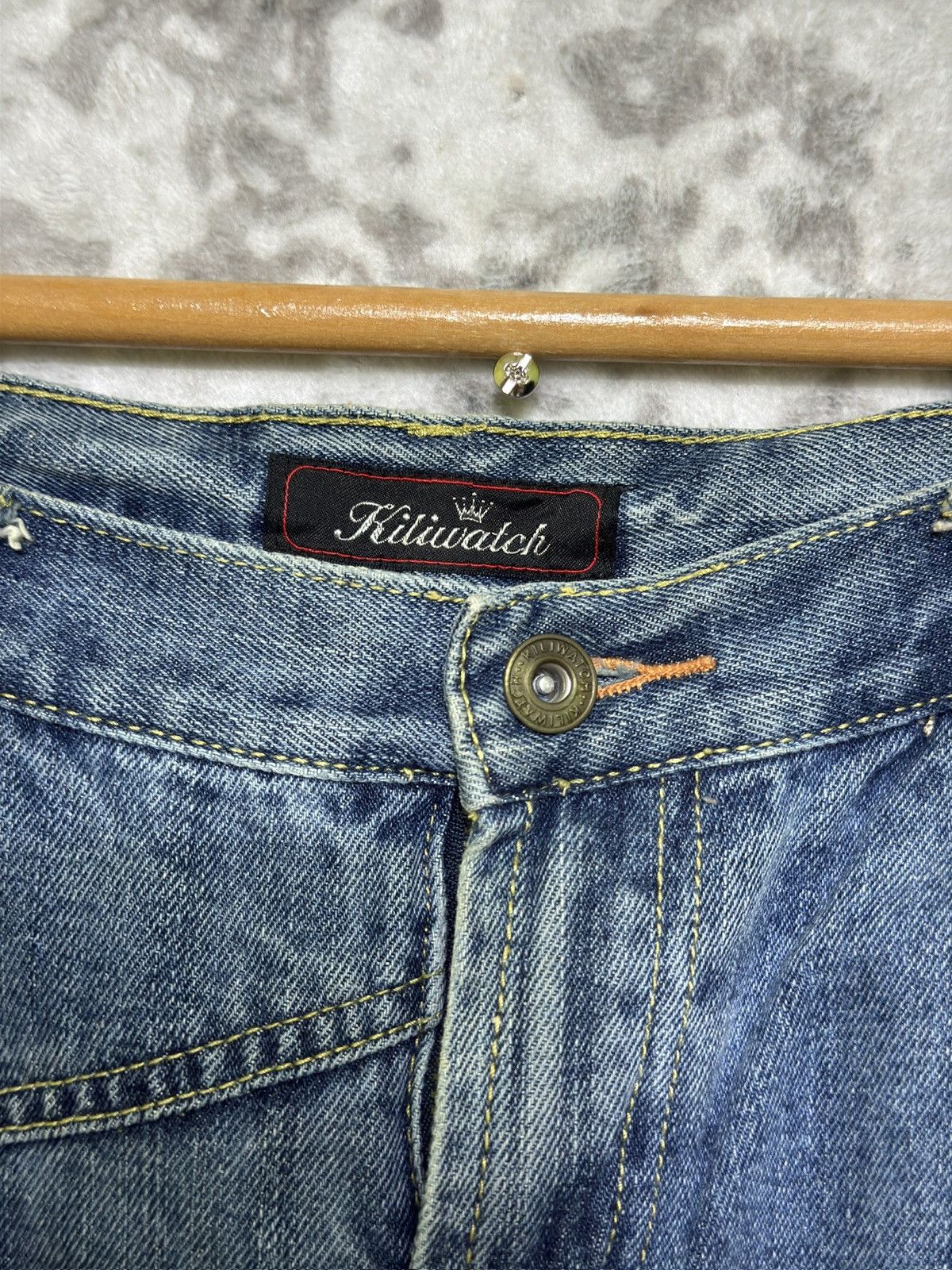 Japanese Brand Y2K Kiliwatch Paris Multipocket Patchwork Denim Jeans Size 28" / US 6 / IT 42 - 7 Thumbnail