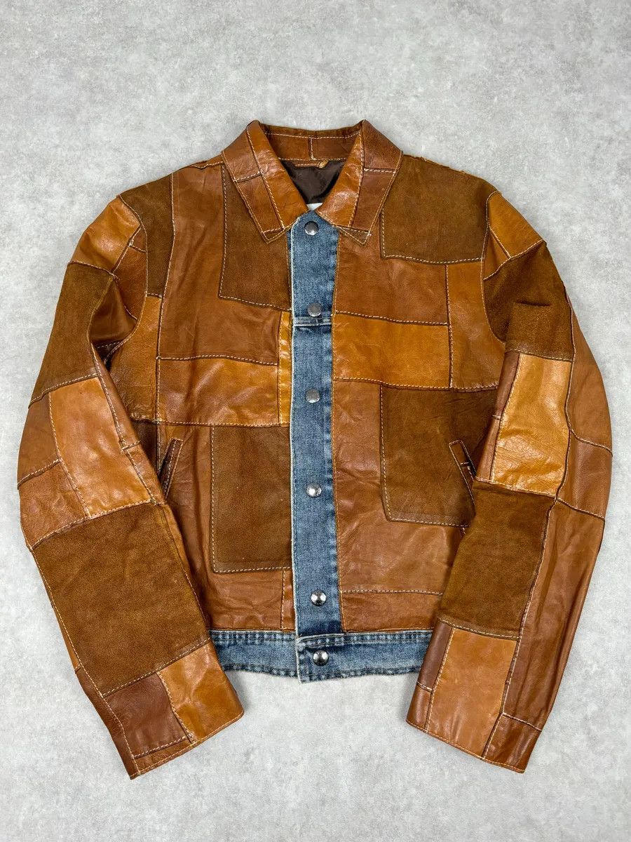 Dolce & Gabbana SS2001 Dolce & Gabbana Brown Patchwork Leather Denim Jacket Size US M / EU 48-50 / 2 - 1 Thumbnail
