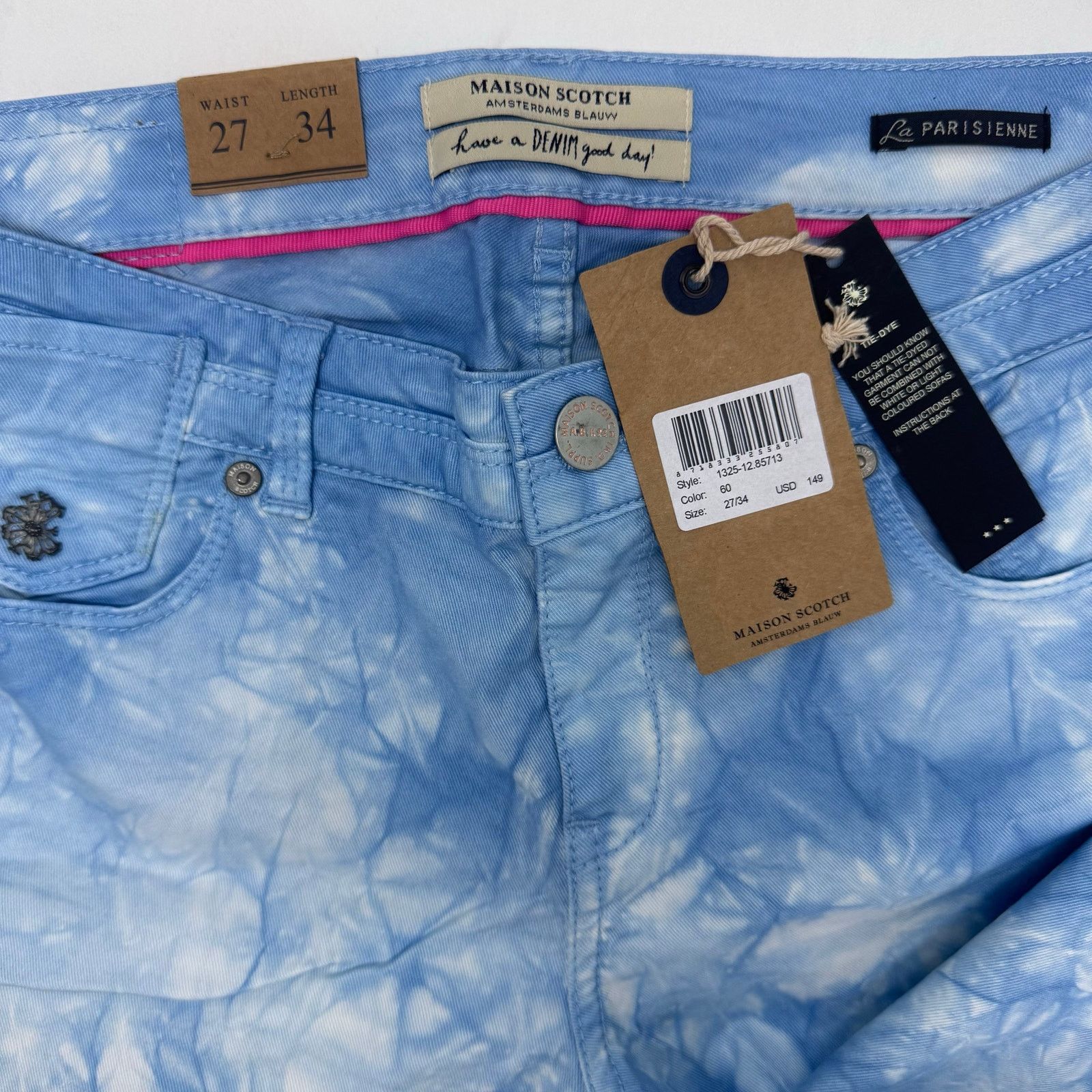 Maison Scotch MAISON SCOTCH Memory Blue Tie Dye Skinny Jeans size 27 Boho Size 27" / US 4 / IT 40 - 6 Thumbnail