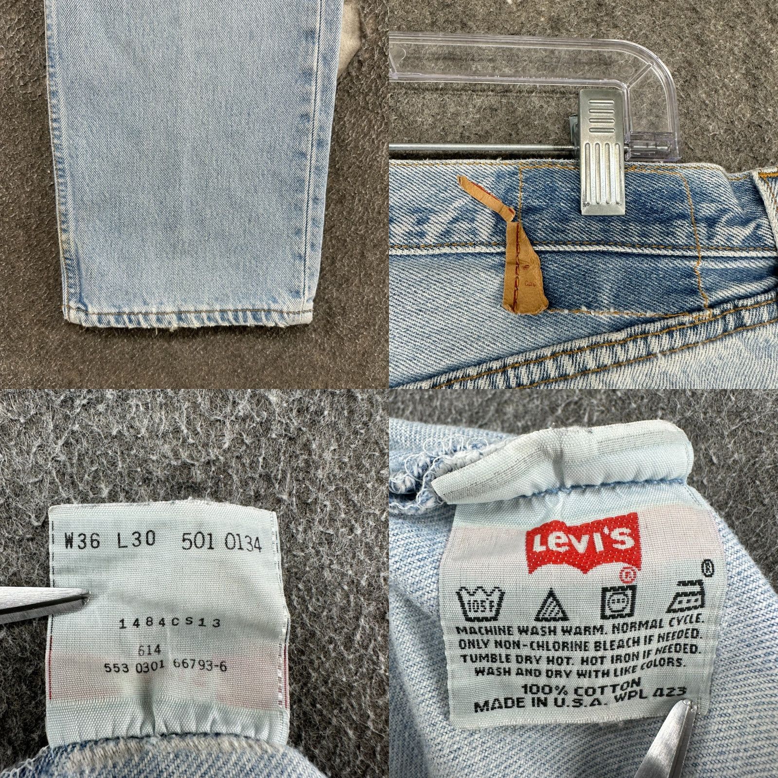 Levi's VINTAGE Levi's 501 Jeans Mens 36x30 Blue Light Wash Distressed USA 90s Size US 36 / EU 52 - 9 Thumbnail