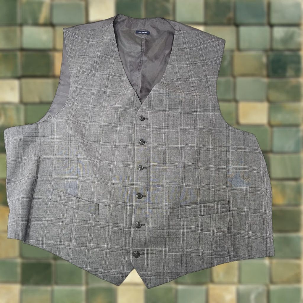 Stafford Stafford Vest Mens 4XL Gray Plaid Six-Button Belted Formal Suit Vest Waistcoat Size US XXL / EU 58 / 5 - 1 Thumbnail