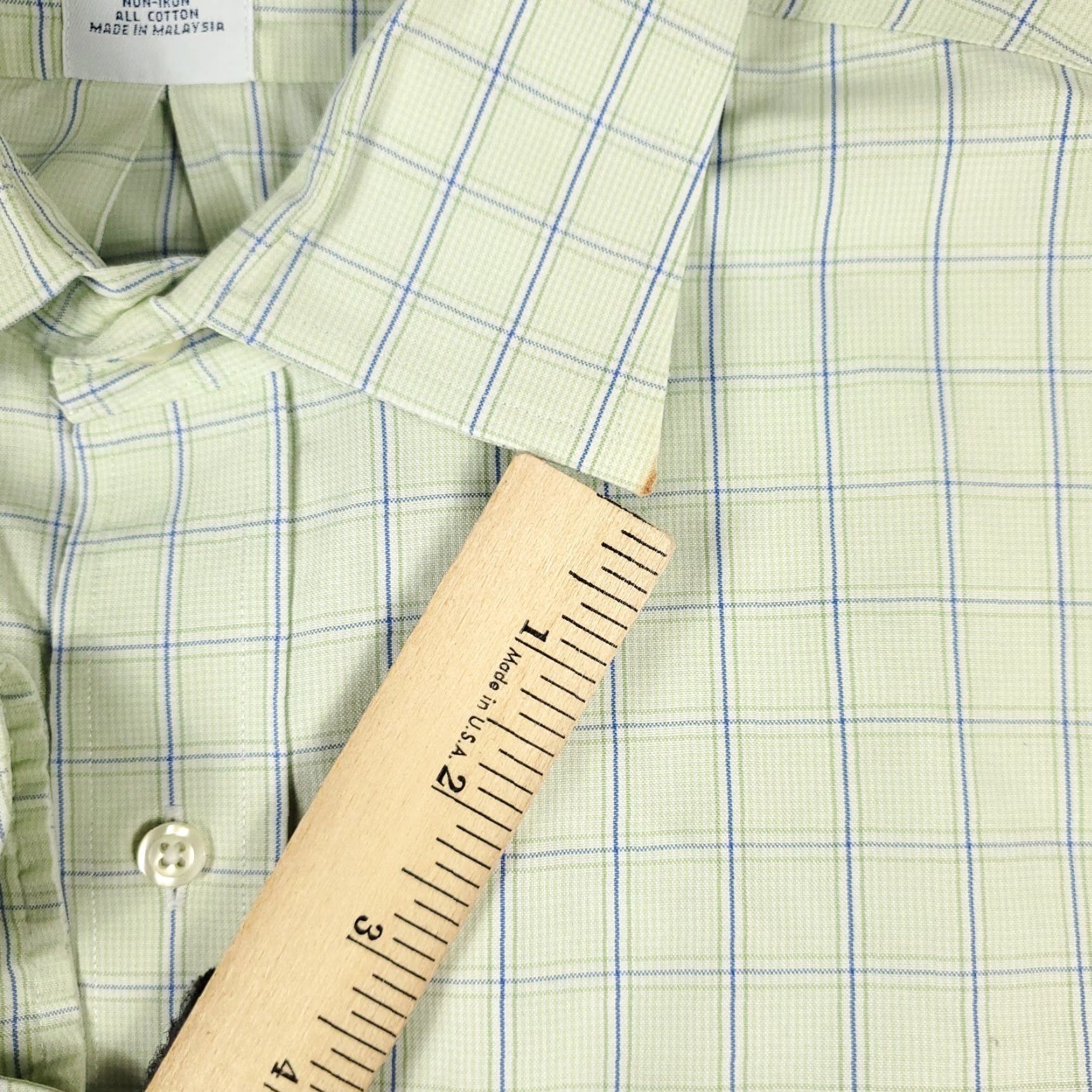 Brooks Brothers Brooks Brothers Dress Shirt Mens 16.5 Green Plaid Long Sleeve Button Down Regular Fit Size 42R - 3 Thumbnail