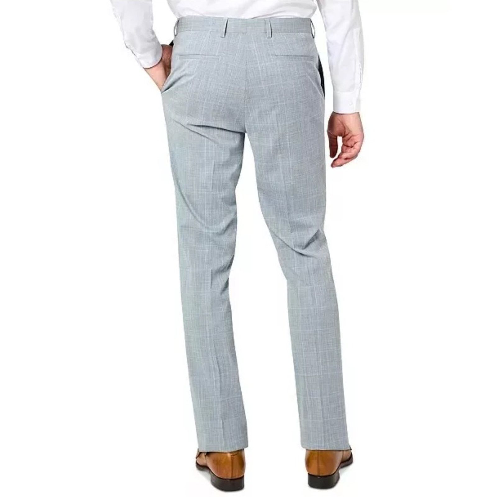 DKNY DKNY Men's Light Grey Plaid Suit Dress Pants Size 30Wx32L Size US 30 / EU 46 - 2 Thumbnail