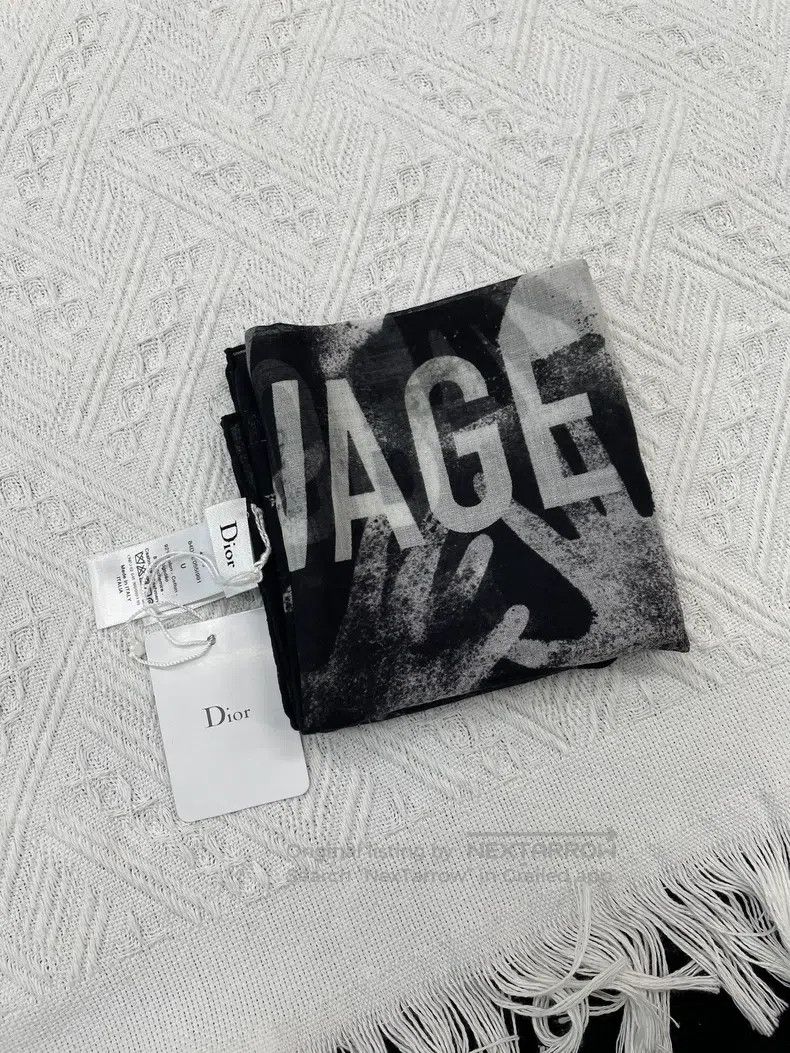 Dior Dior Black and white printed silk scarf Size ONE SIZE - 3 Thumbnail