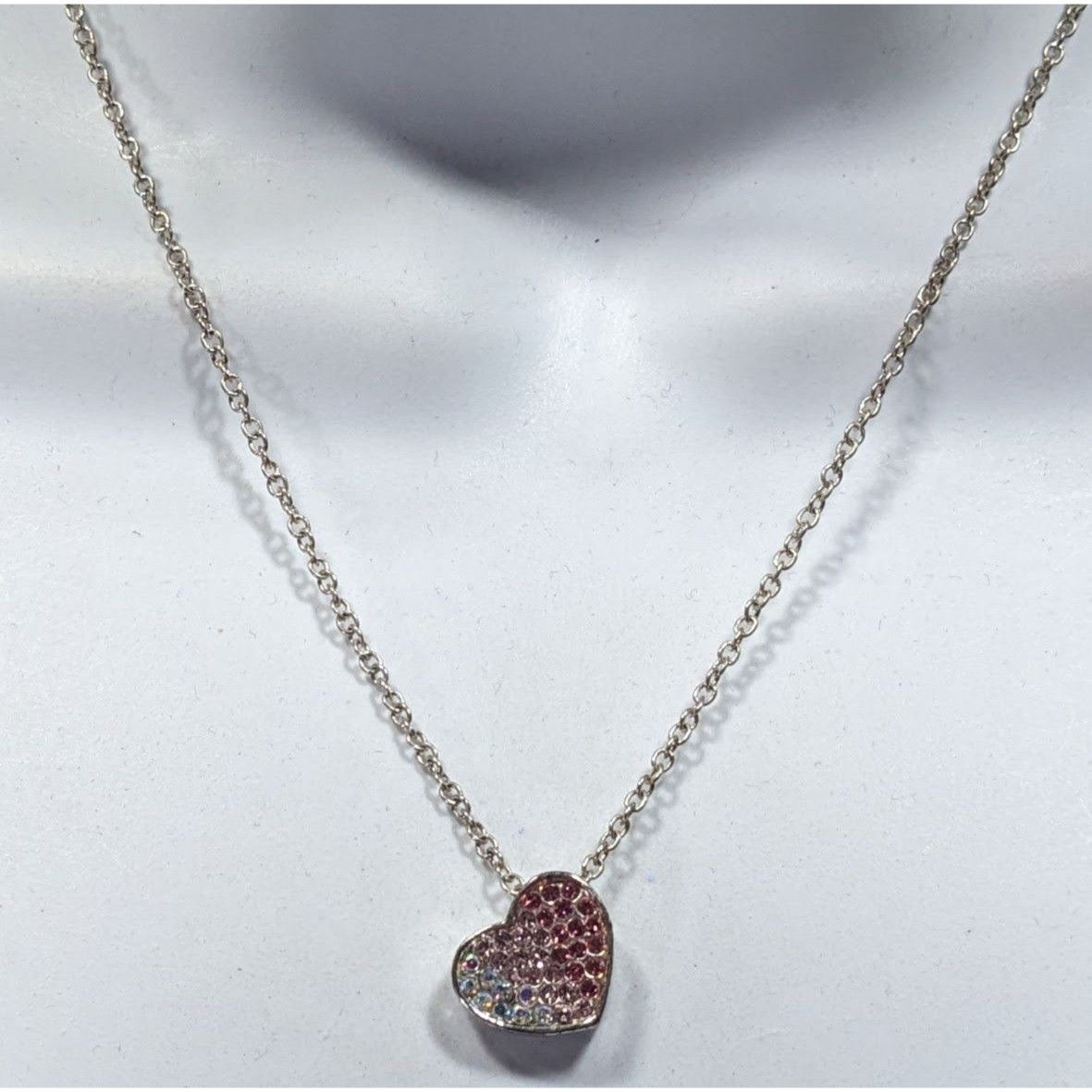 Other Coquette Heart Pendant Necklace With Pink And White Rhinesto Size ONE SIZE - 4 Thumbnail