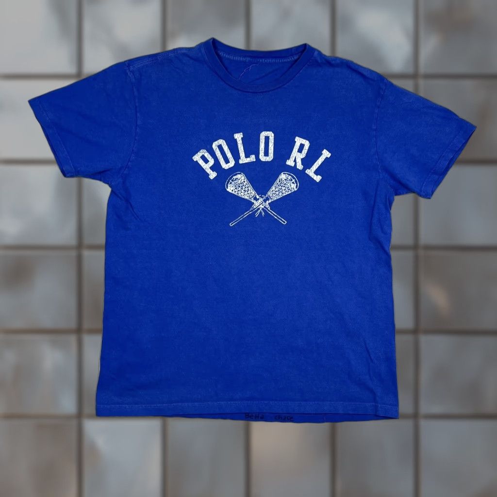 Polo Ralph Lauren VINTAGE Polo Ralph Lauren Logo Lacrosse Stick T-Shirt Royal Blue Mens Large Short Sleeve Polo Shirt Graphic Print Size US L / EU 52-54 / 3 - 1 Thumbnail
