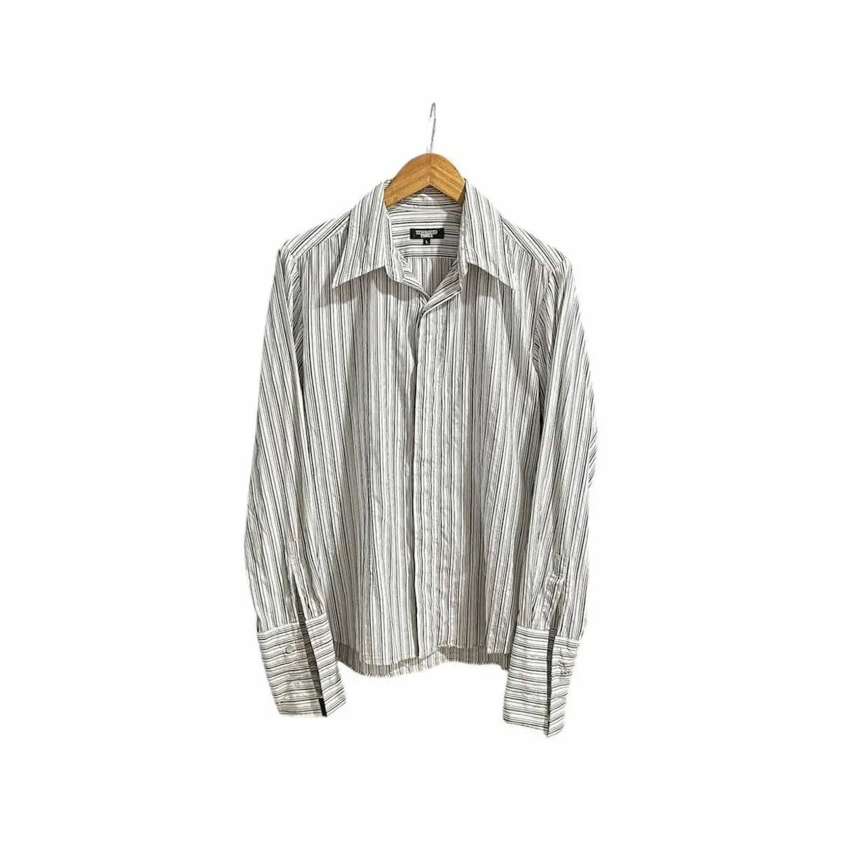 Japanese Brand × Tornado Mart ♟️ Y2K Archived Tornado Mart Striped Shirt Hidden Button Size US L / EU 52-54 / 3 - 2 Thumbnail