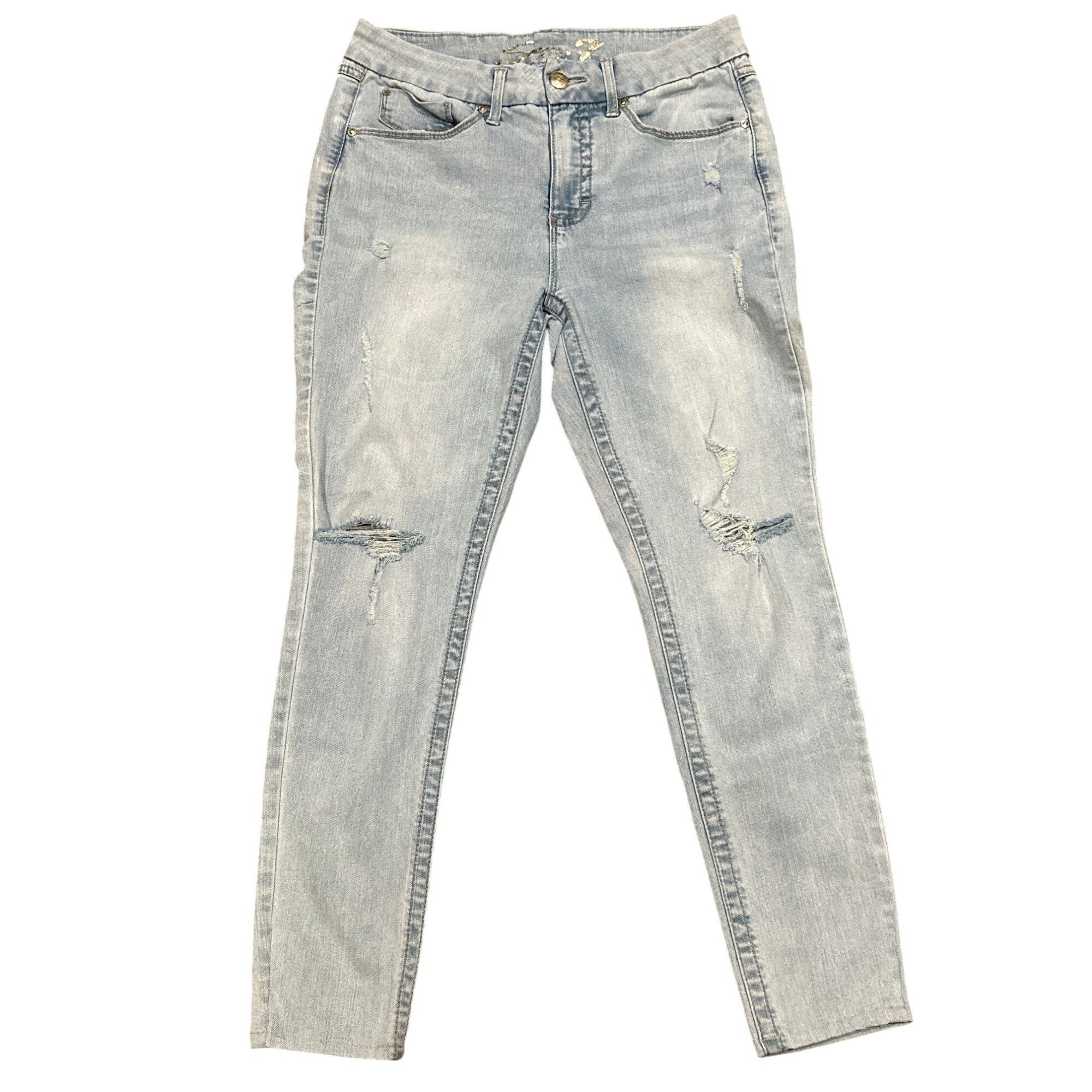 Seven 7 Seven7 Tummyless High Rise Skinny Jeans Light Wash Distresse Size 32" / US 10 / IT 46 - 1 Thumbnail