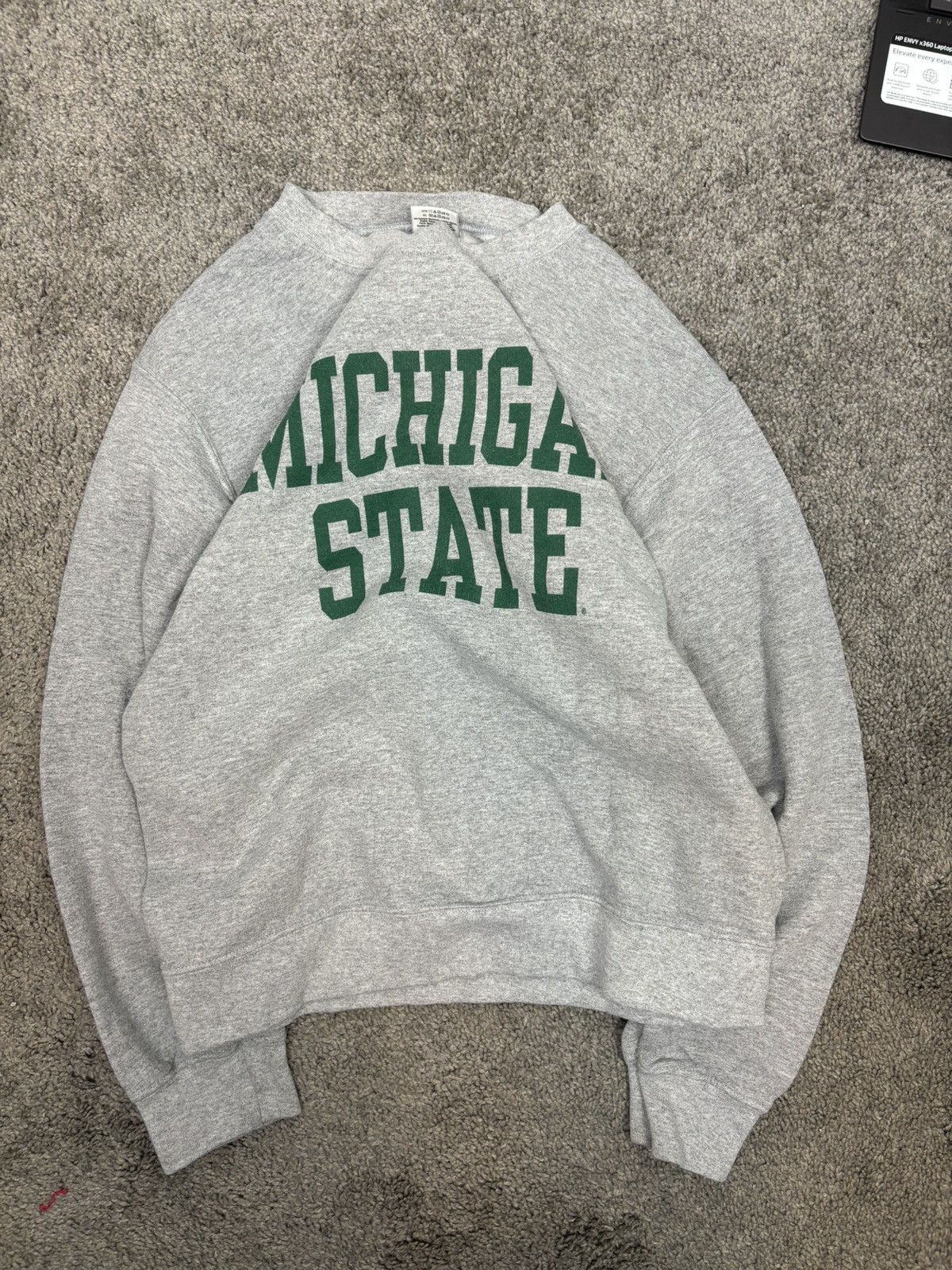 Vintage Y2k gray michigan state spell out crewneck Size US S / EU 44-46 / 1 - 1 Thumbnail