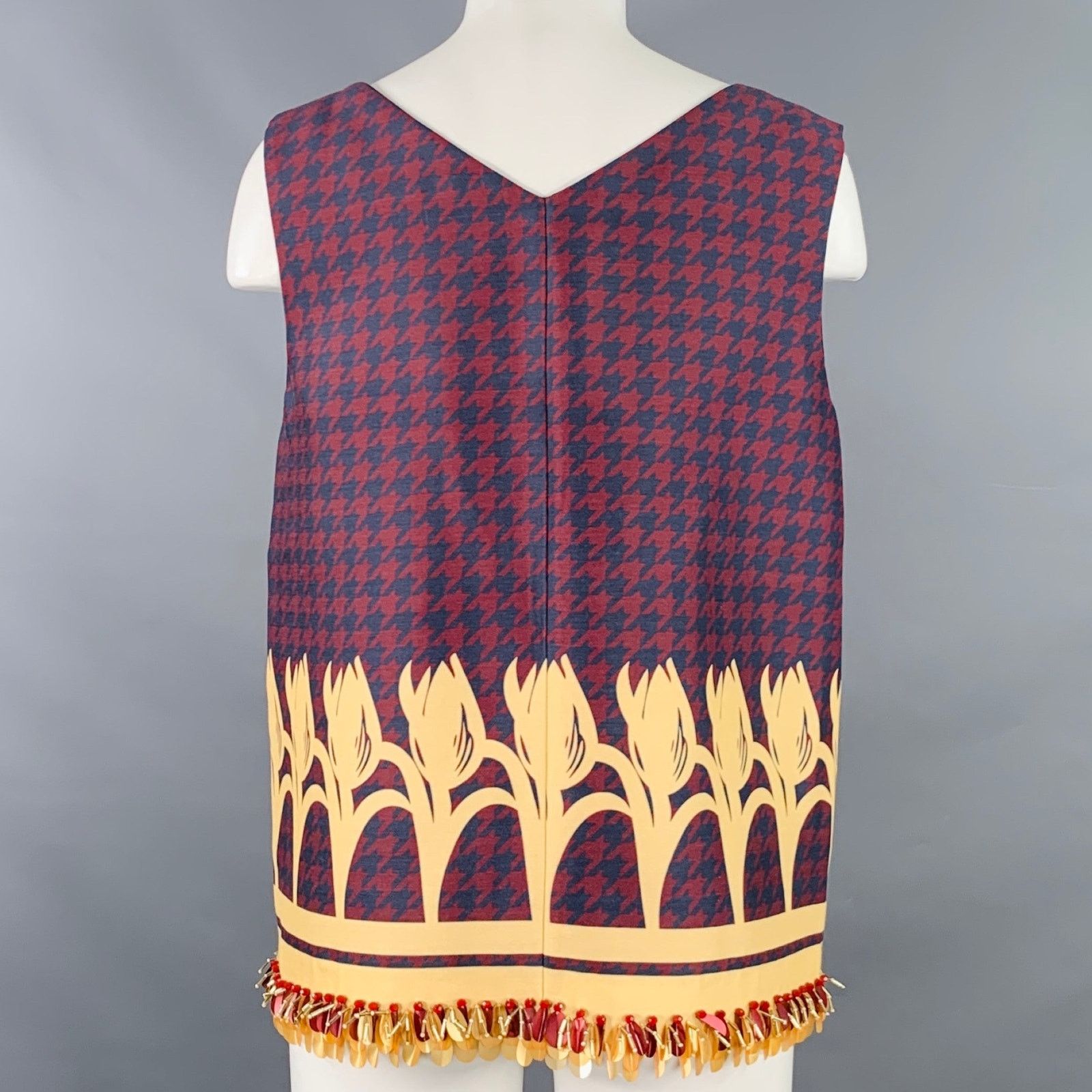 Other 8 Navy Yellow Wool Silk Houndstooth Sleeveless Casual Top Size M / US 6-8 / IT 42-44 - 4 Thumbnail