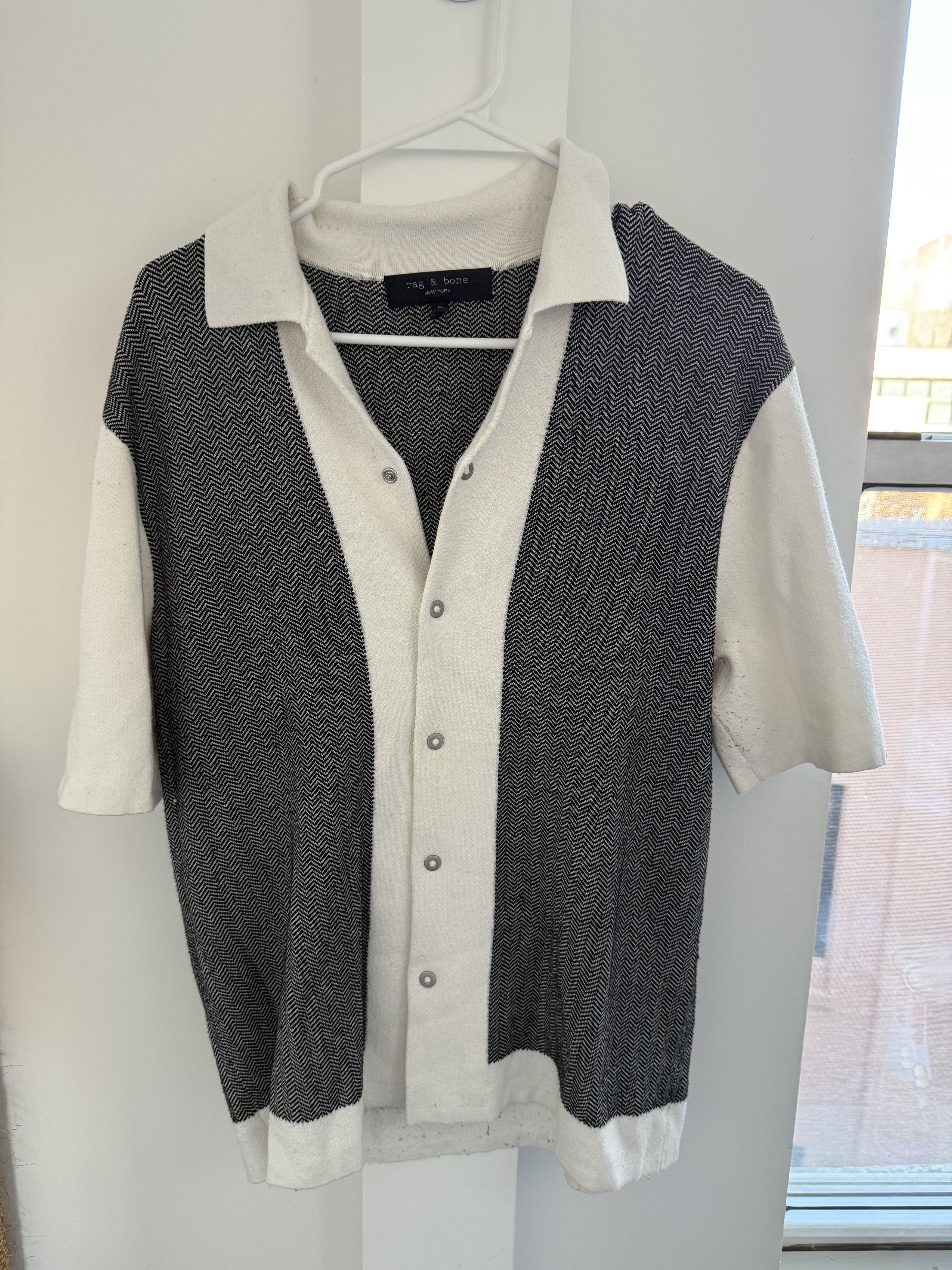 Rag & Bone Herringbone Snap Front Avery Button Down Shirt Size US M / EU 48-50 / 2 - 3 Thumbnail