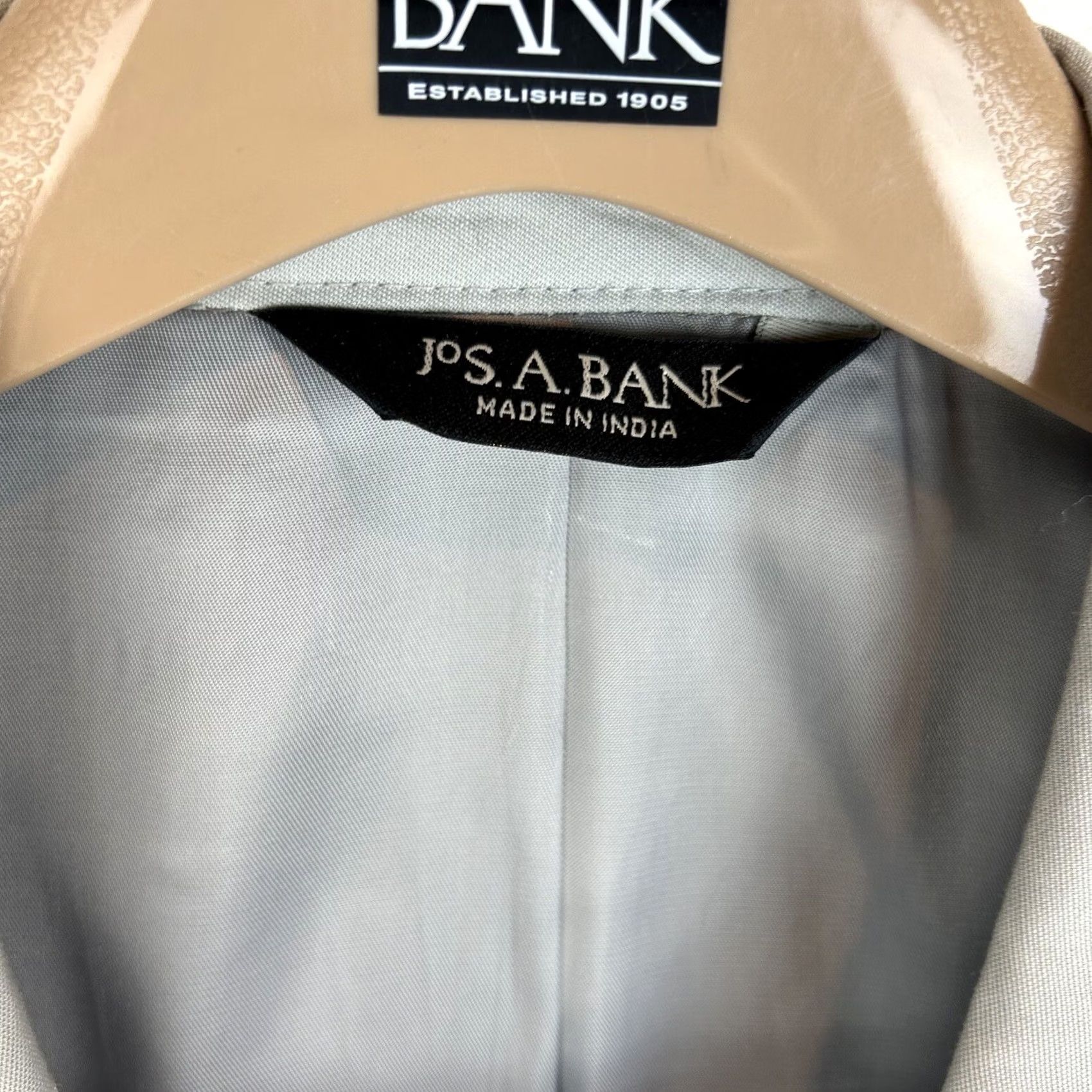 Jos. A. Bank Jos. A. Bank Blazer Jacket Mens 44S Light Gray Cotton Blend Wedding Jacket Single-Breasted Notch Lapel 2-Button Front Classic Fit Dress Formal Mens Size 44R - 6 Thumbnail