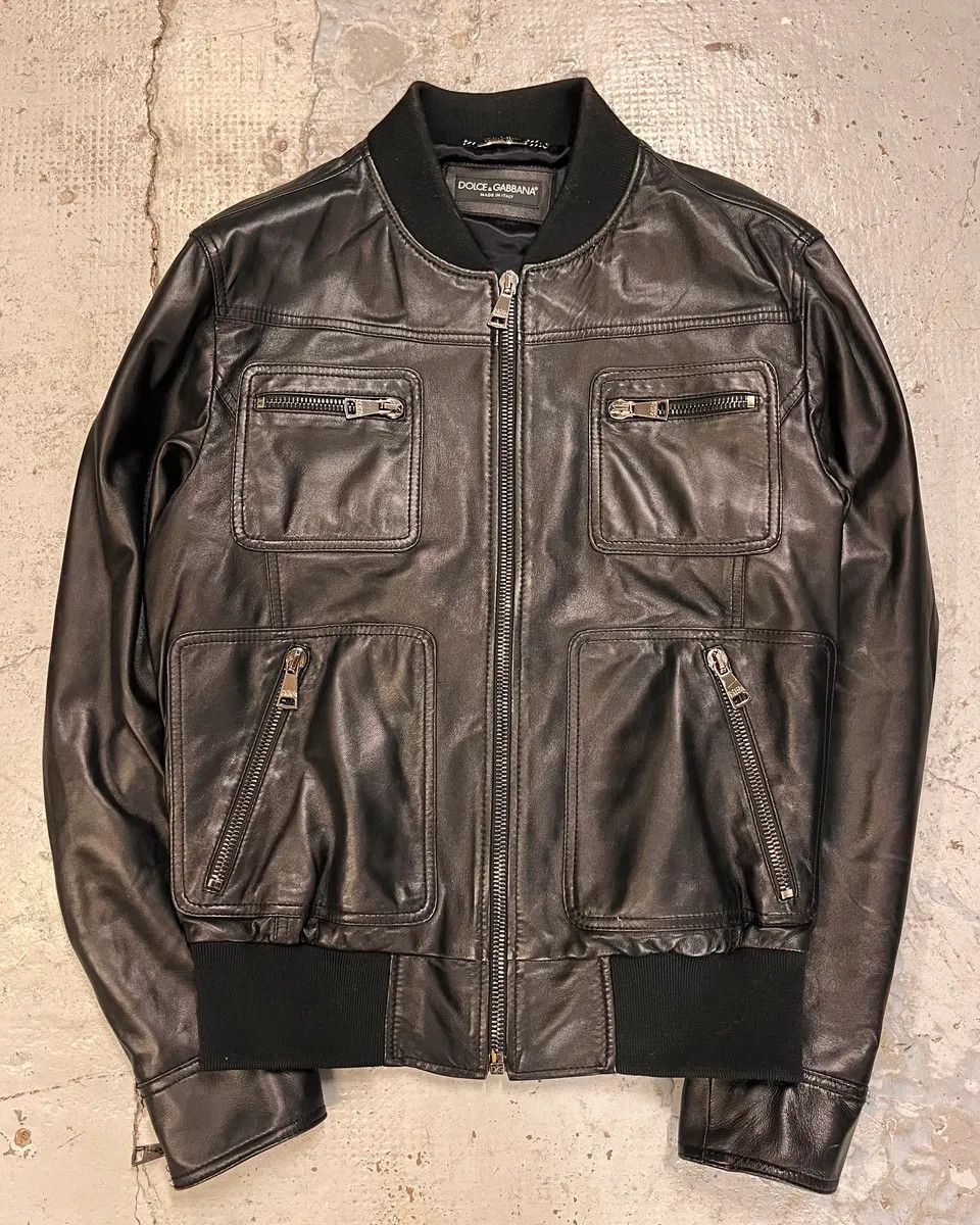 Dolce & Gabbana 2010s Dolce & Gabbana Black Alpha Bomber Leather Jacket Size US M / EU 48-50 / 2 - 3 Thumbnail
