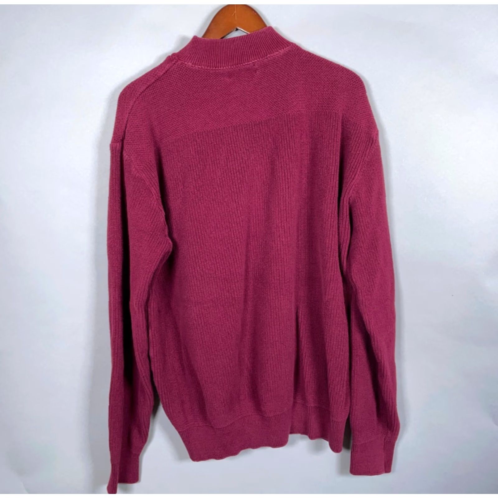 Vintage VINTAGE L.L. Bean Henley Sweater Men XL Tall Dark Red Burgundy Cotton 90s Fisherman Crew Neck Knitted Heavyweight Knit Casual Mens Big & Tall Shirt Size US XL / EU 56 / 4 - 2 Thumbnail