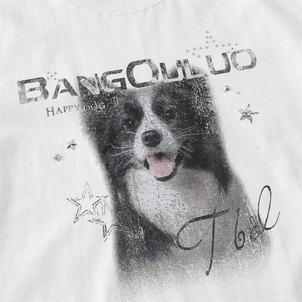 Japanese Brand Men's Cotton Crew-Neck T-Shirt with Dog Print Size US M / EU 48-50 / 2 - 4 Thumbnail