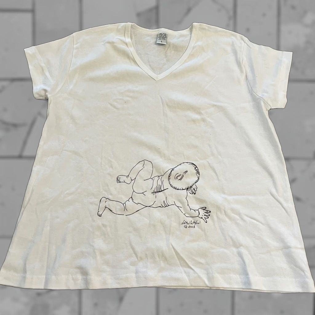 Vintage Natalie Krol White V-Neck Graphic Tee Womens L White V-Neck T-Shirt Size L / US 10 / IT 46 - 1 Thumbnail