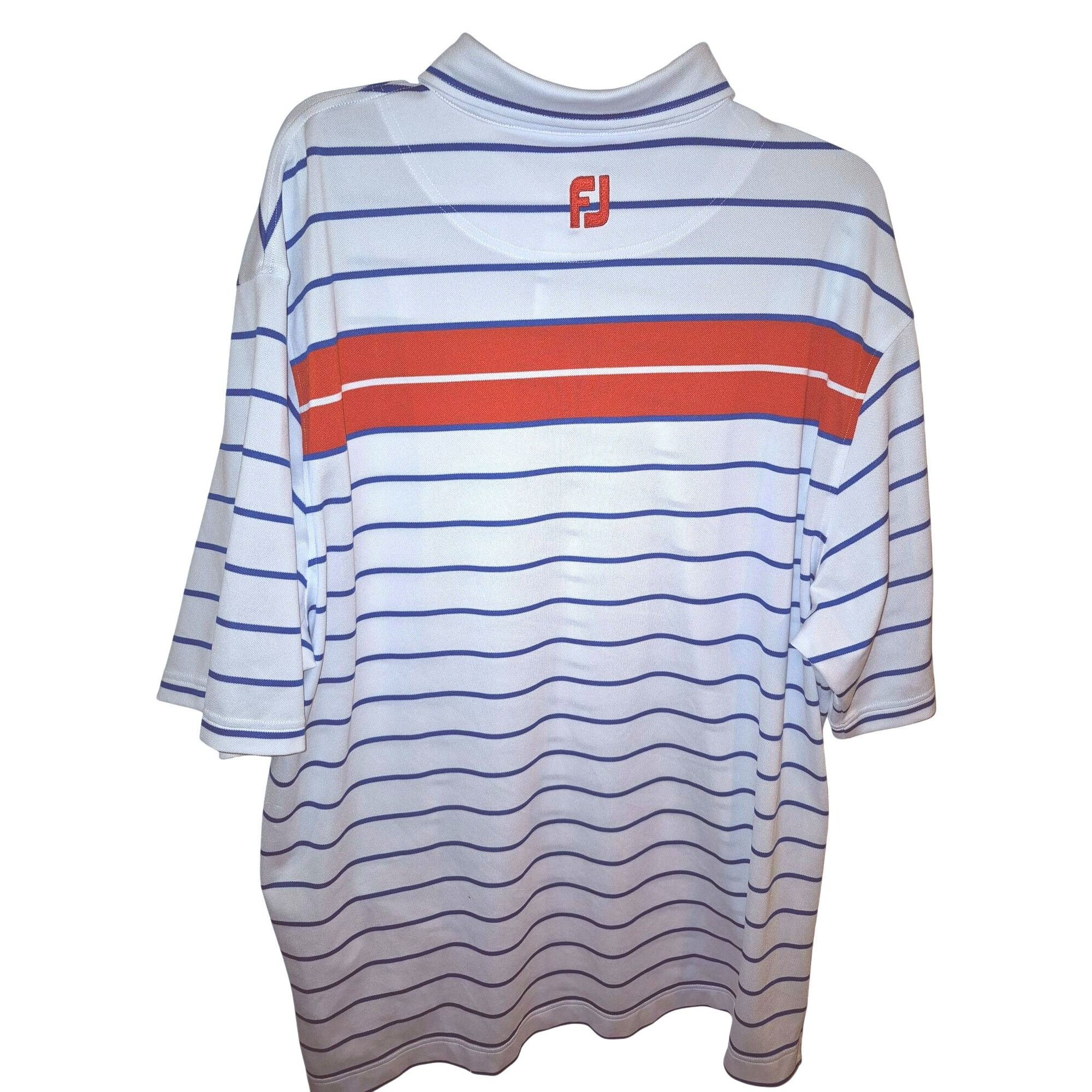 Footjoy Footjoy Mens White & Blue Striped Polo Shirt Size XL Size US XXL / EU 58 / 5 - 7 Thumbnail