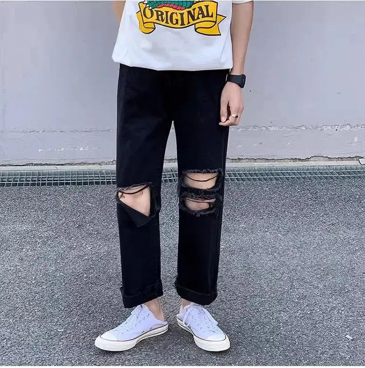 Japanese Brand Straight and loose ripped jeans Size US 30 / EU 46 - 1 Thumbnail