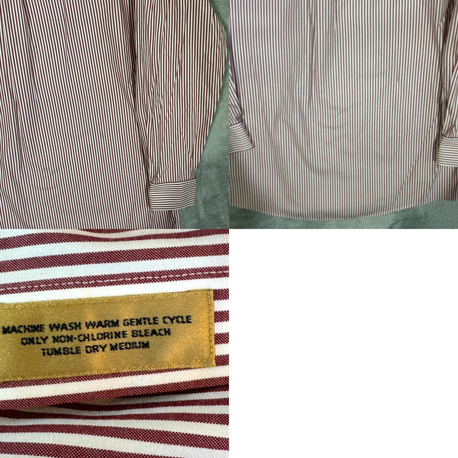Vintage Gold Label Dress Shirt 15.5/35 Red Striped 100% Cotton Long Sleeve Men’s Shirt Casual Formal Mens Size 42R - 9 Thumbnail