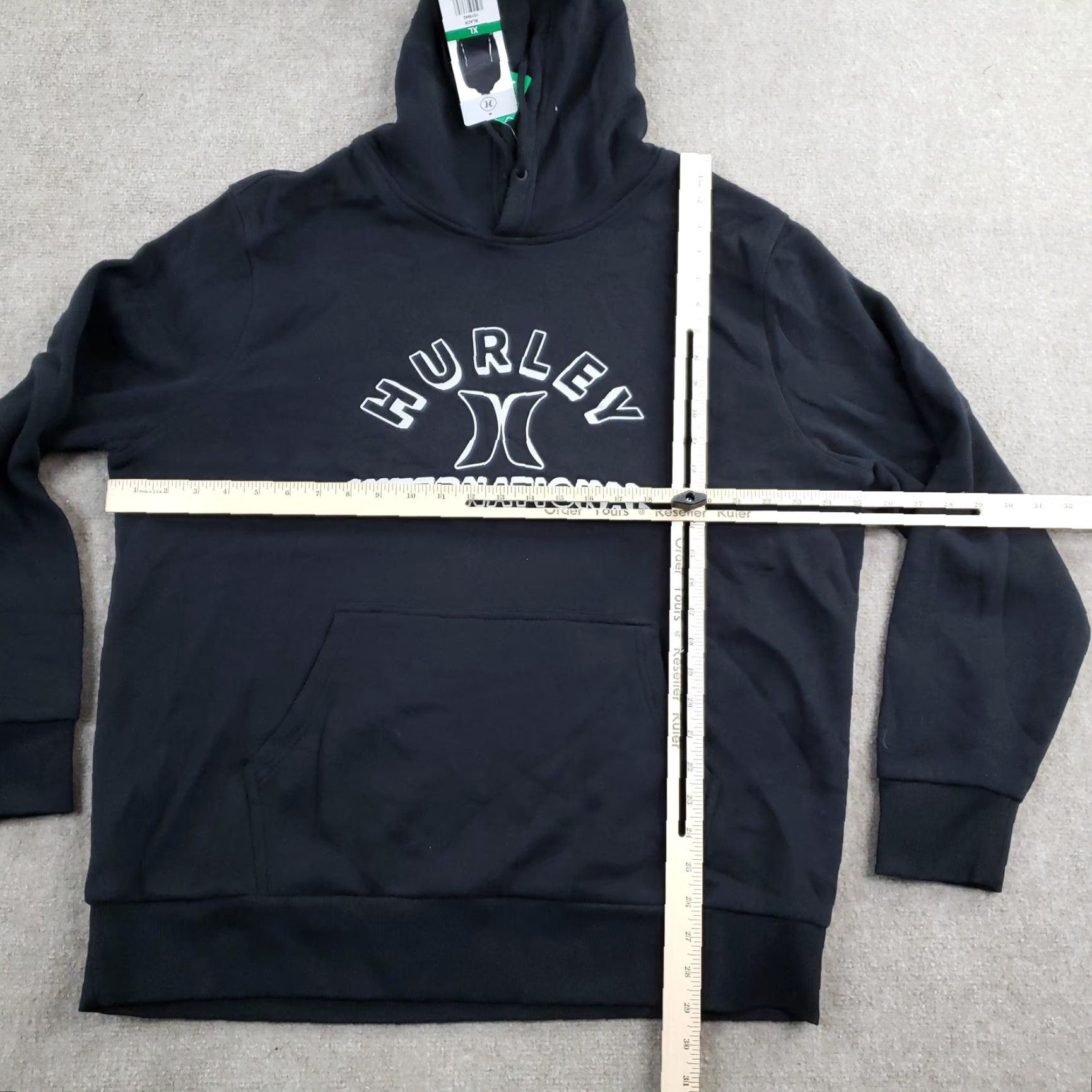 Hurley Hurley Hoodie Sweatshirt Mens XL Black Logo Pullover Fleece Hooded Pockets Graphic Print All Seasons Size US XL / EU 56 / 4 - 2 Thumbnail