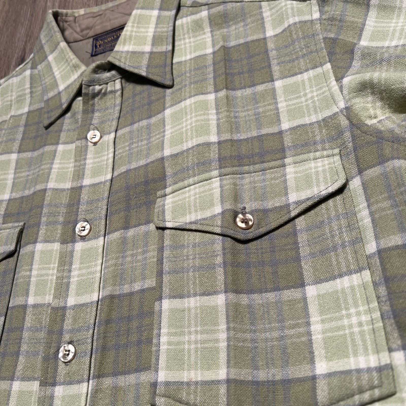 Pendleton 50s Pendleton Wool Plaid Flannel CPO Shirt Mens 15 1/4 VTG Size US L / EU 52-54 / 3 - 4 Thumbnail