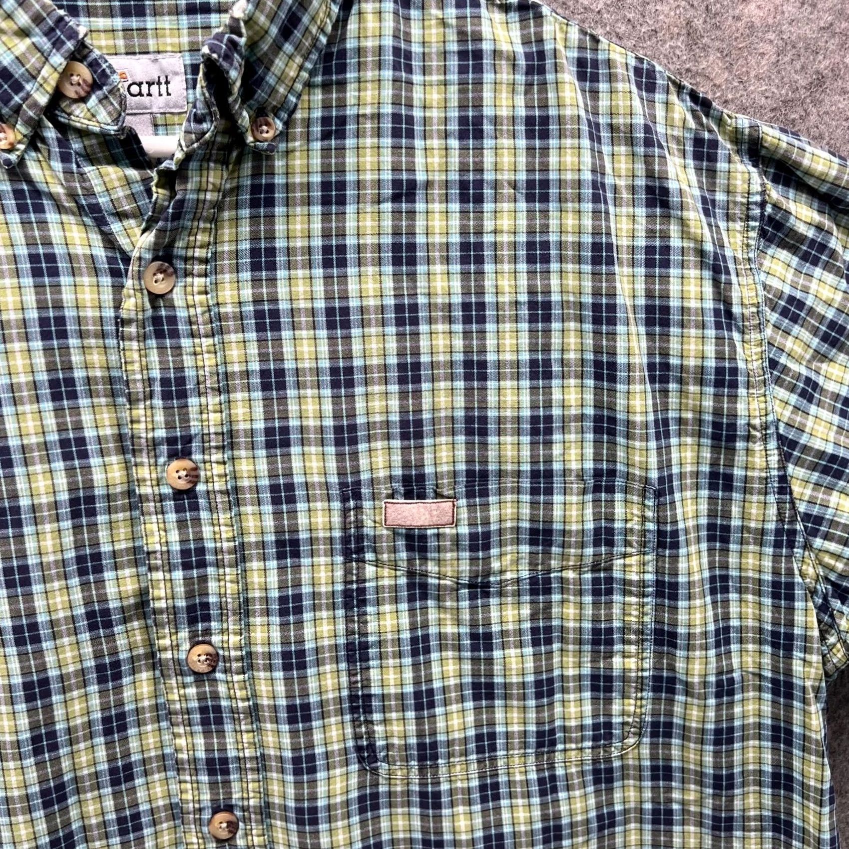 Carhartt VINTAGE Carhartt Shirt Mens Large Green Button Down Plaid Short Sleeve Hiking Size US L / EU 52-54 / 3 - 3 Thumbnail