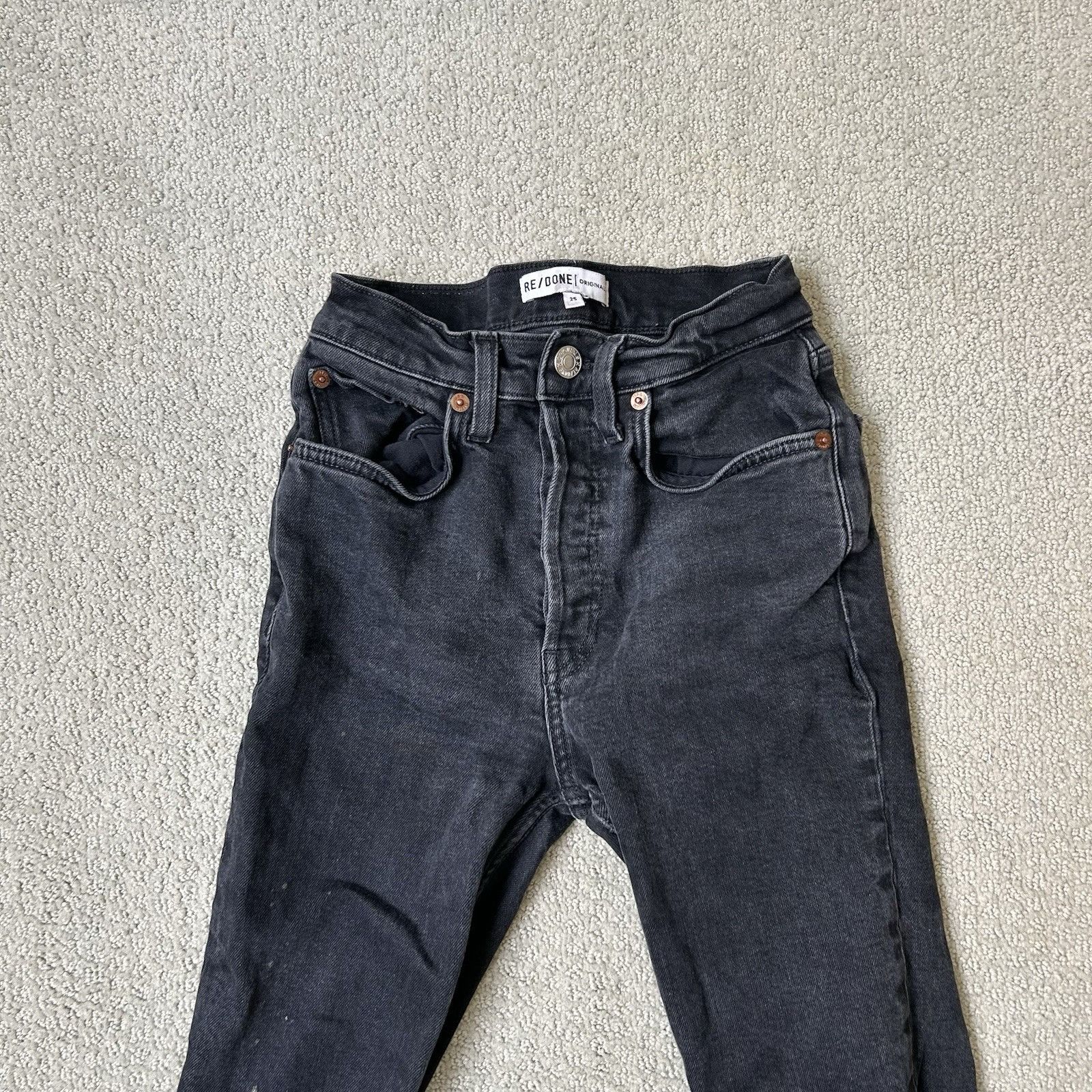 RE/DONE RE/DONE Originals High Rise Ankle Crop Jeans Black Button-Fl Size 25" / US 0 / IT 36 - 3 Thumbnail