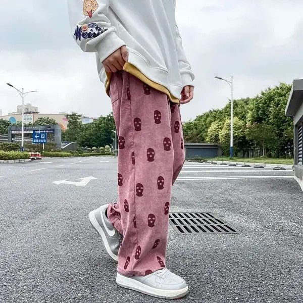 image of Vintage Korean Style Men's Cargo Pants in Pink (Size 32)