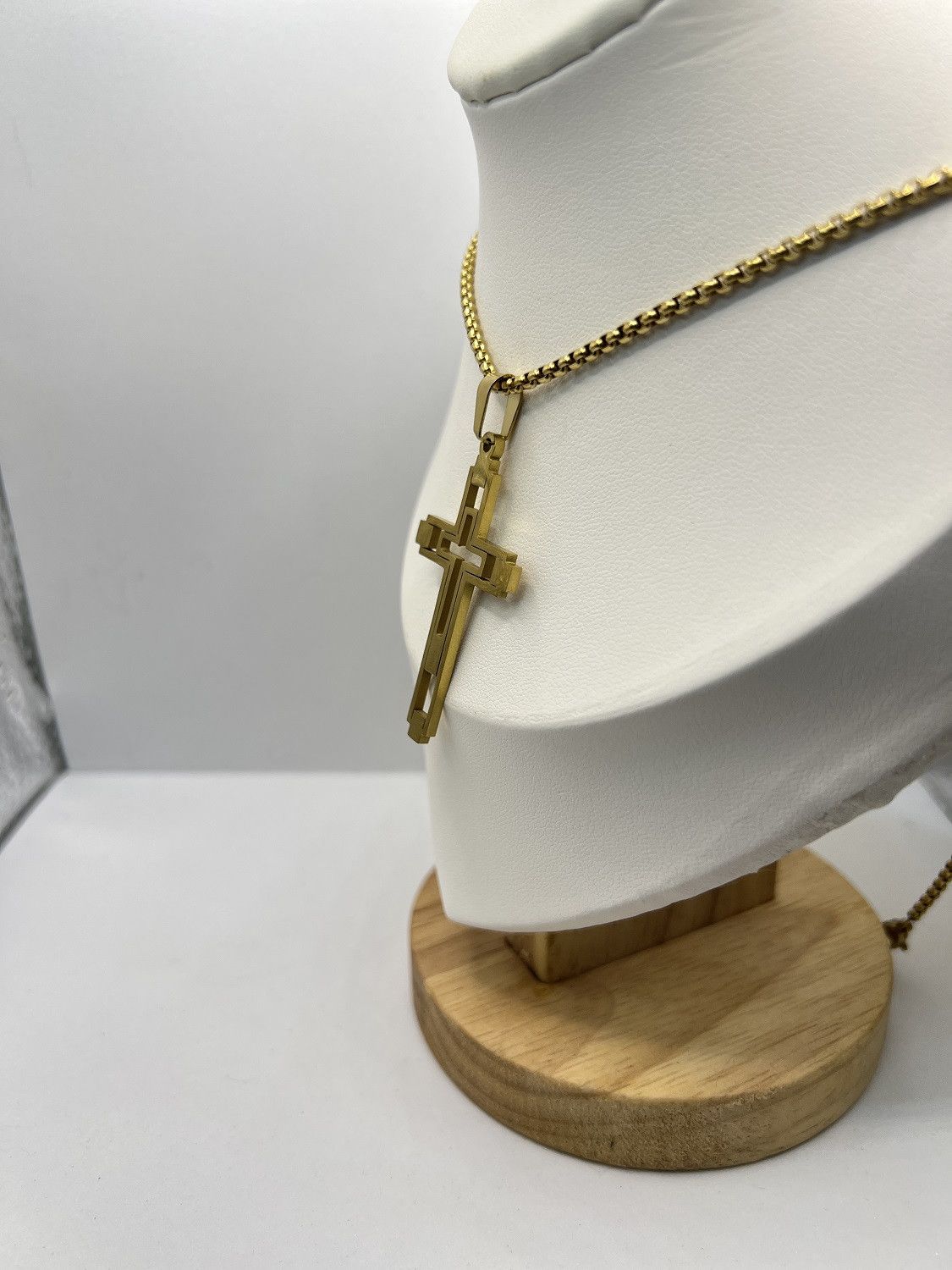 Jewelry Double Cross Gold Chain Necklace Size ONE SIZE - 2 Thumbnail