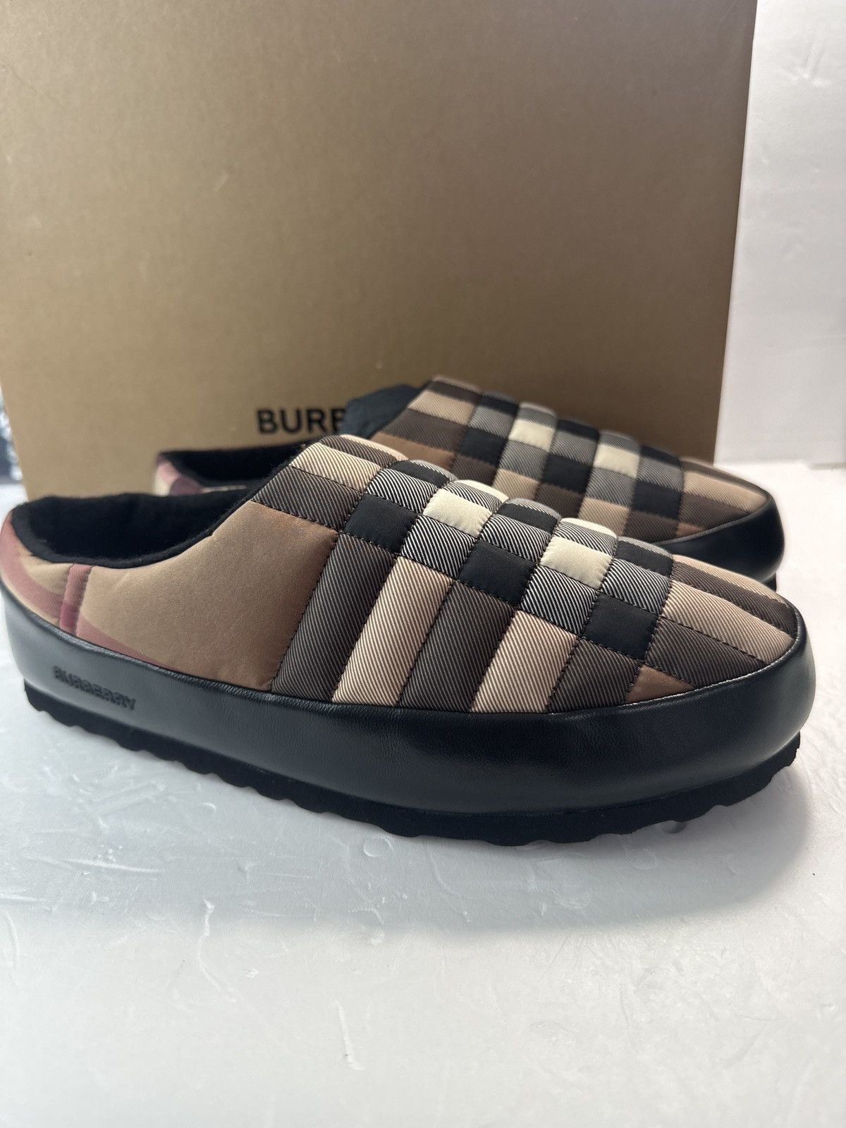 Burberry BURBERRY SLIPPERS AND CLOGS MEN FABRIC BROWN BIRCH Size US 8.5 / EU 41-42 - 8 Thumbnail