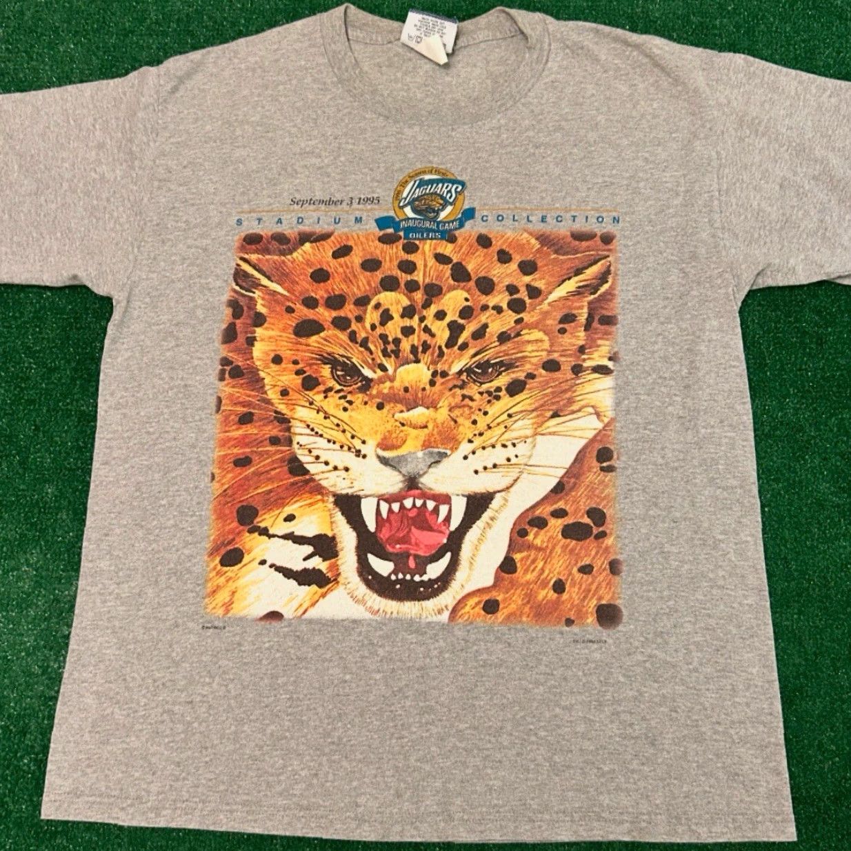 Logo 7 VINTAGE Jacksonville Jaguars 1995 Big Logo Oilers VTG Shirt Mens L Gray 90s Sports Hip Hop Shirt Mens L Size US L / EU 52-54 / 3 - 5 Thumbnail