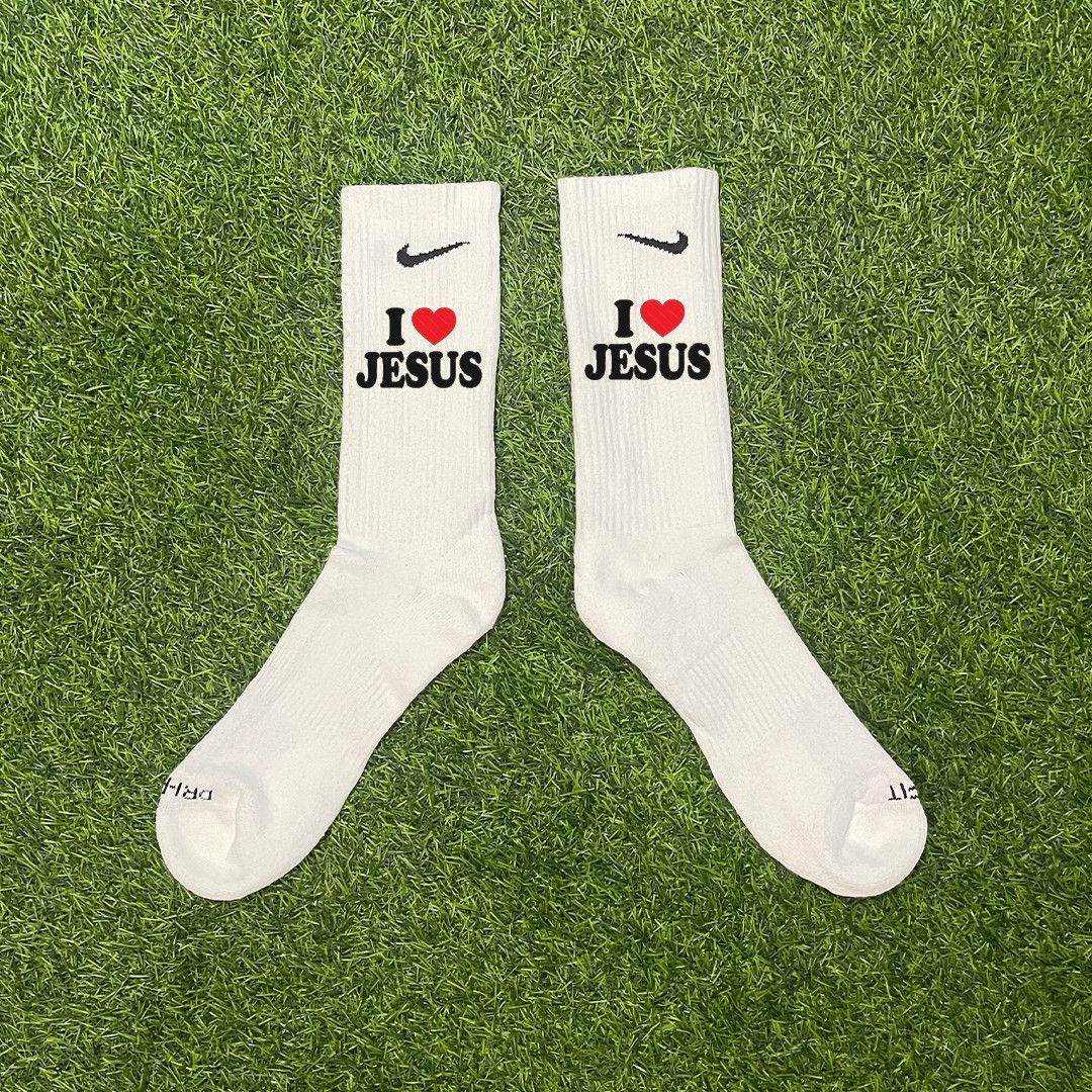 Nike NIKE CUSTOM I LOVE JESUS SOCKS Size ONE SIZE - 1 Preview