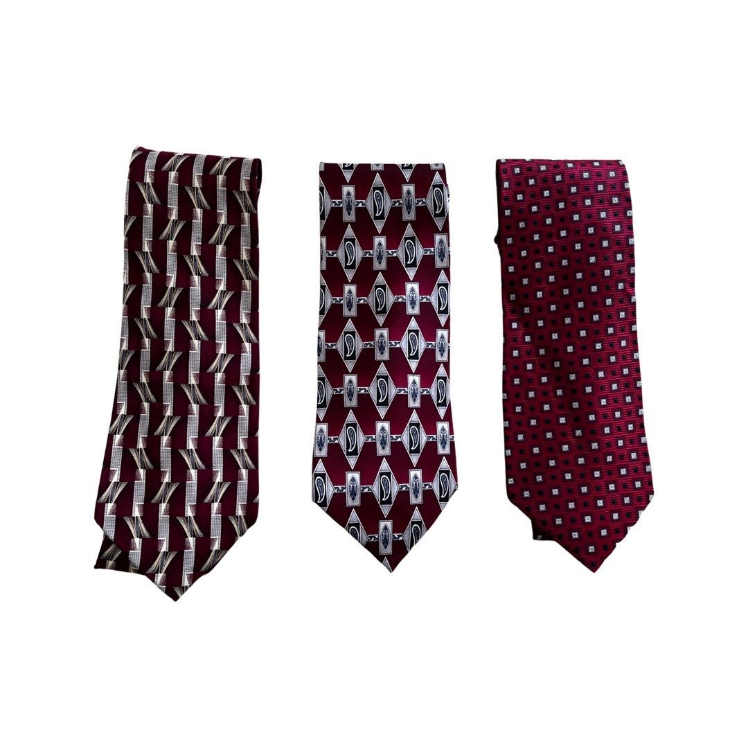 Pierre Cardin Vintage Pierre Cardin 90s Silk Neckties Set of 3 Red/Maroon Size ONE SIZE - 1 Thumbnail