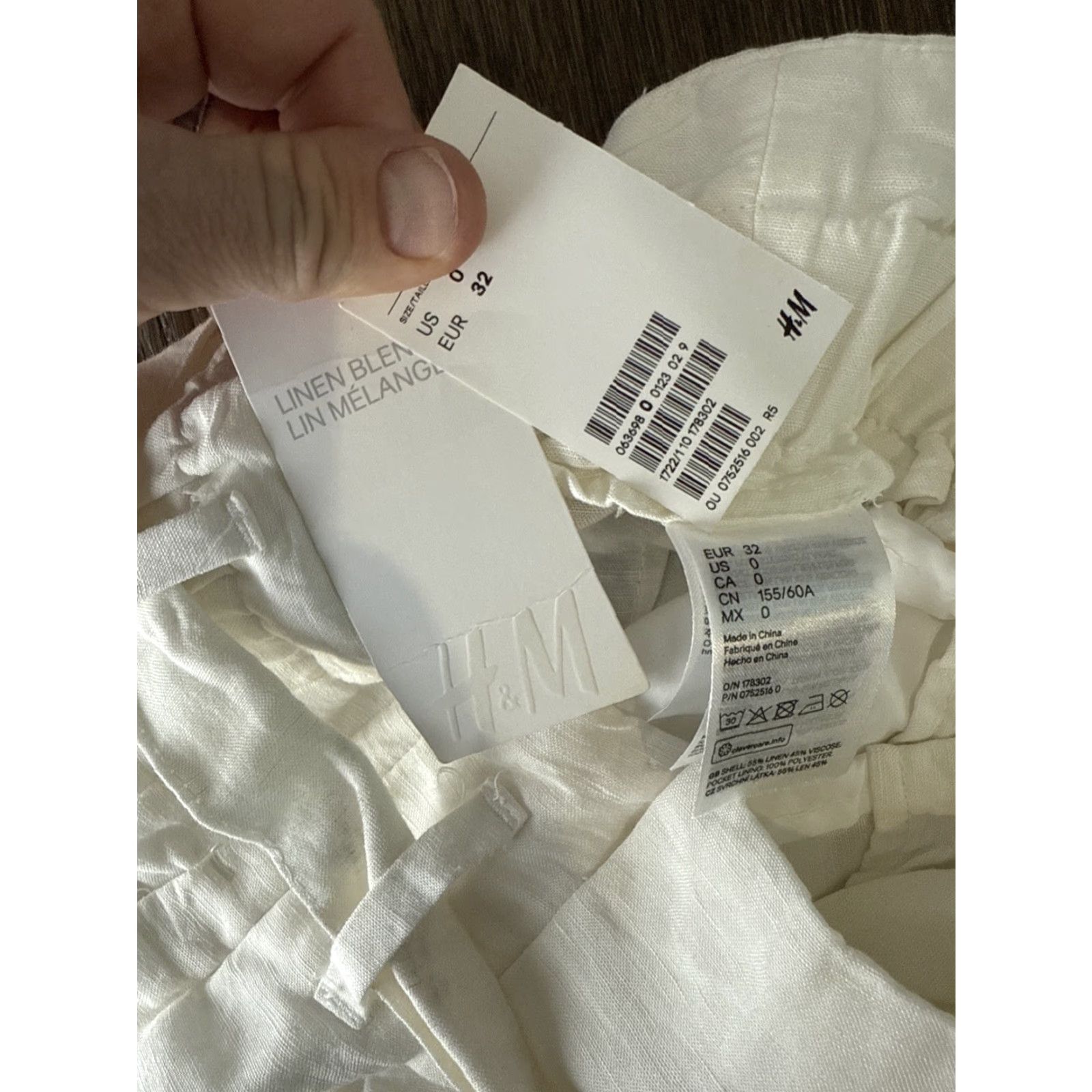 H&M NWT H & M Linen Blend White Casual Trouser Pants With Belt Womens Size 0 Size 25" / US 0 / IT 36 - 6 Thumbnail