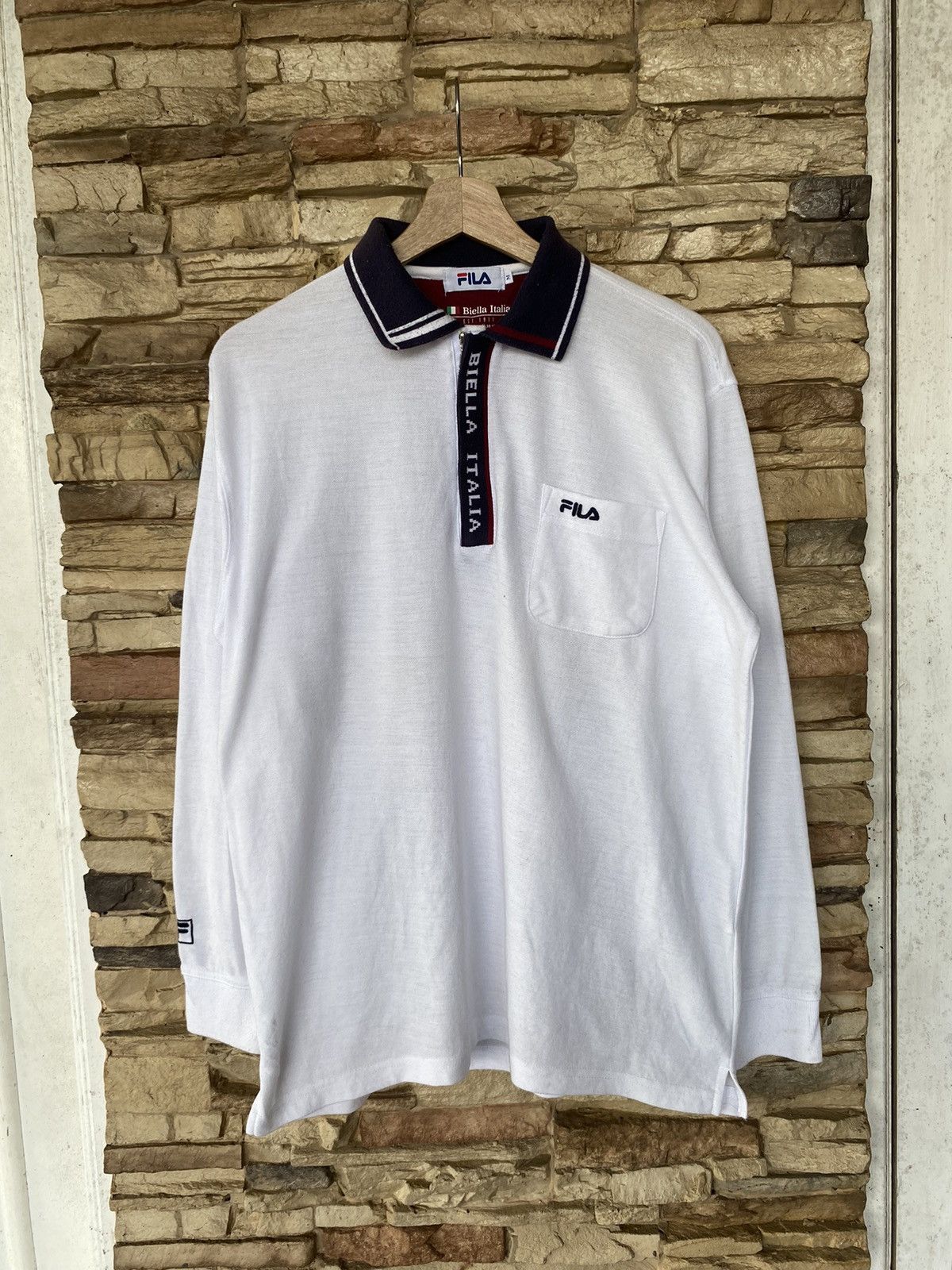 Fila Vintage Fila Biela Italia Halfzipper Long Sleeve Tees Size US L / EU 52-54 / 3 - 1 Thumbnail