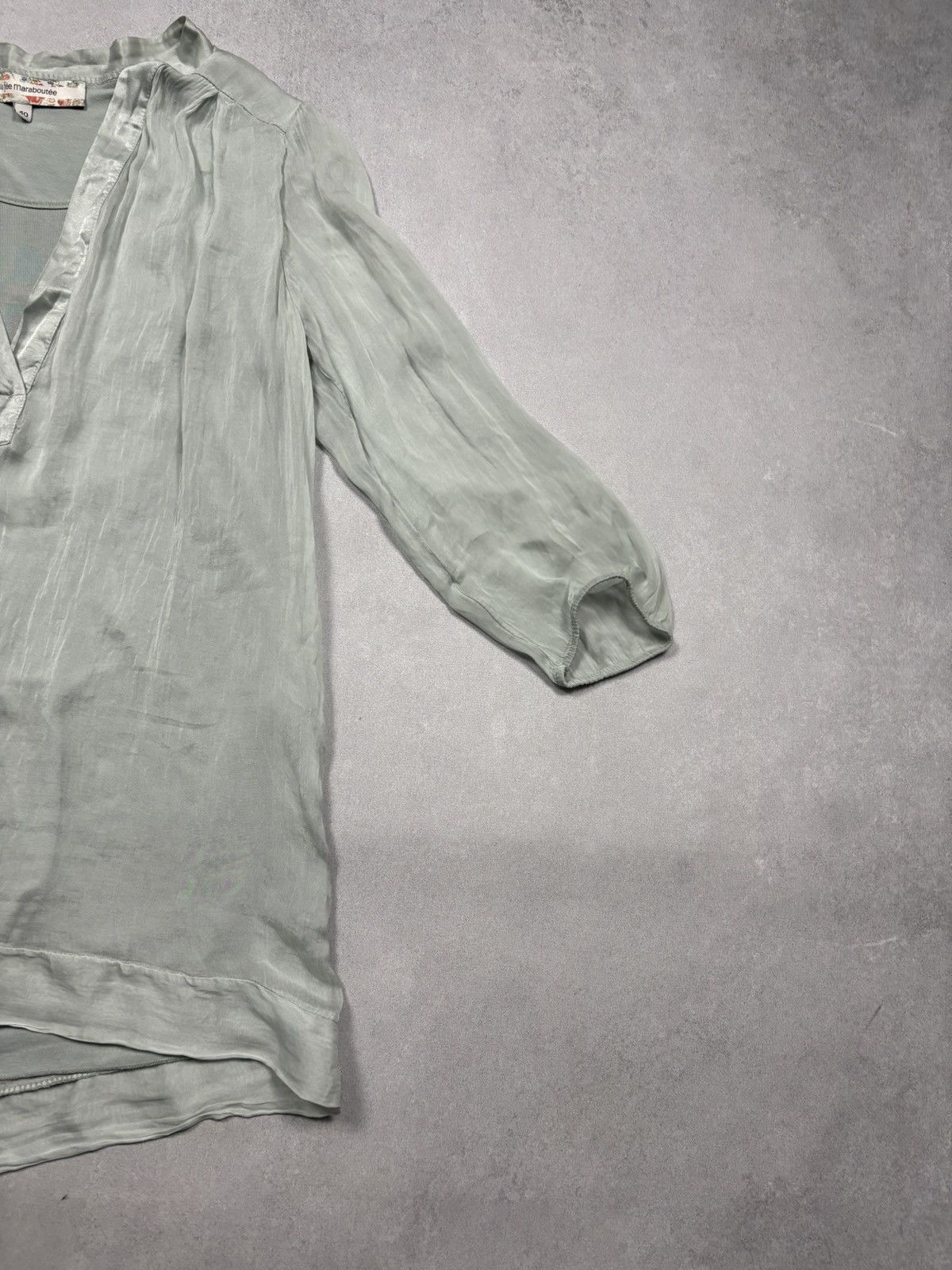 Other La Fée Maraboutée Italian Silk Sheer Blouse Sage Green 40 Size M / US 6-8 / IT 42-44 - 4 Thumbnail