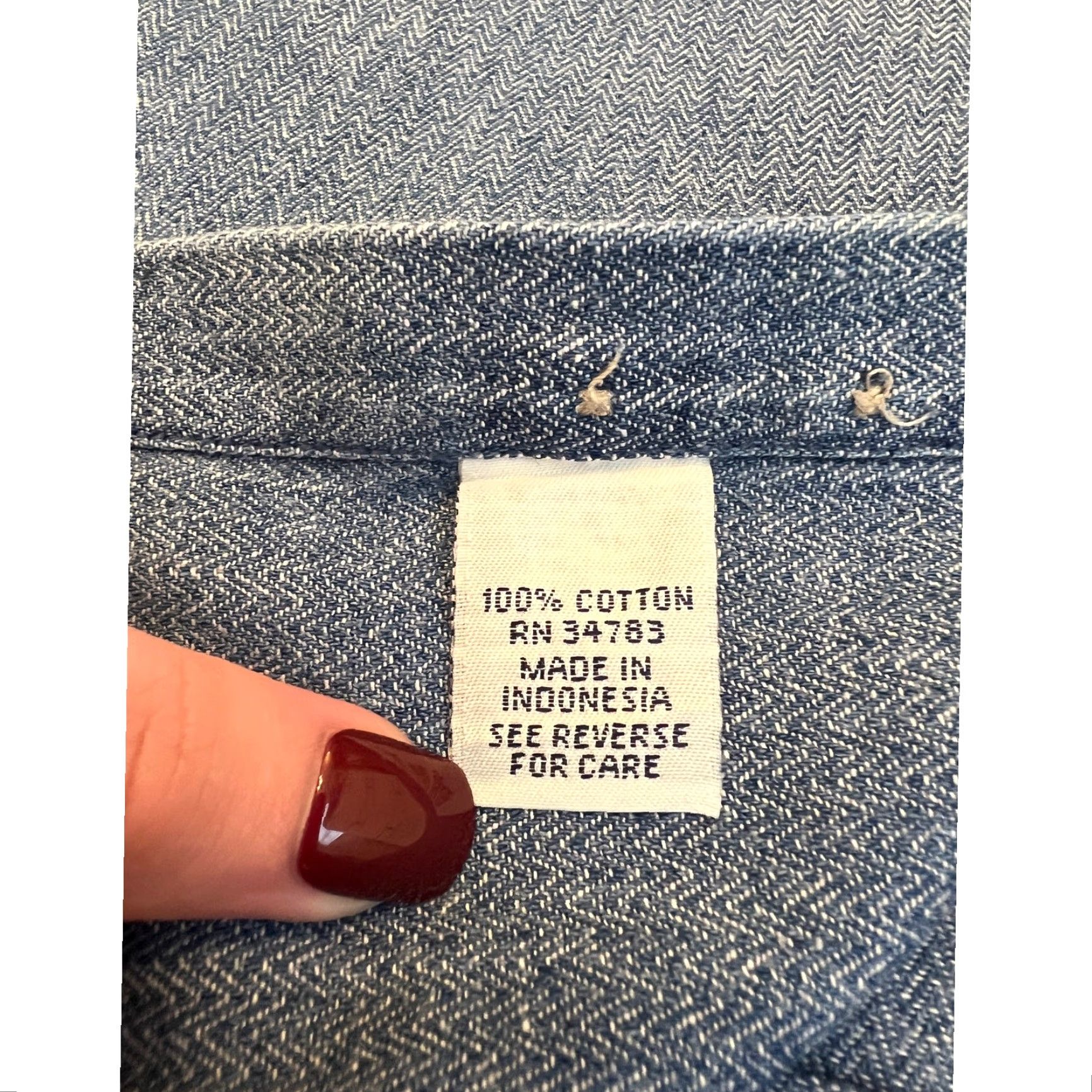 Lee Lee Shirt Mens XL Long Sleeve Pocket Chambray Button-Down Herringbone Blue Size US XL / EU 56 / 4 - 7 Thumbnail