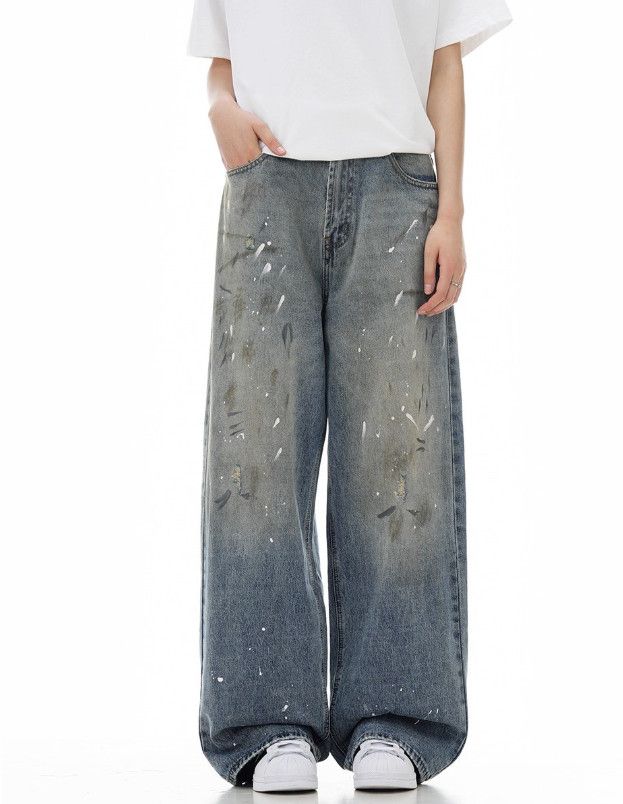 Vintage American street retro washed distressed loose splatter jeans Size US 32 / EU 48 - 2 Thumbnail