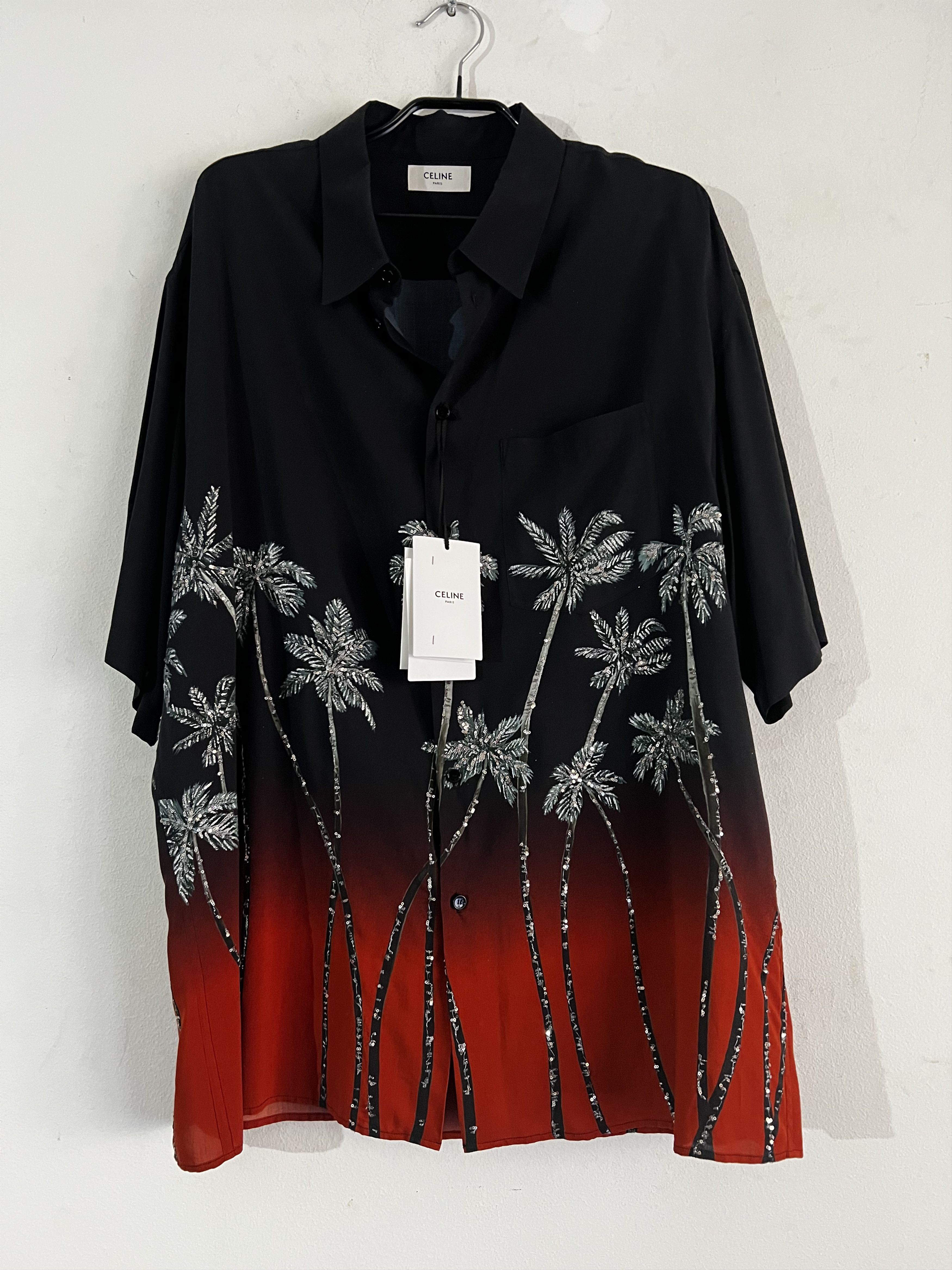Celine × Hedi Slimane Palm Embroidered Short Sleeved Shirt Size US M / EU 48-50 / 2 - 1 Thumbnail