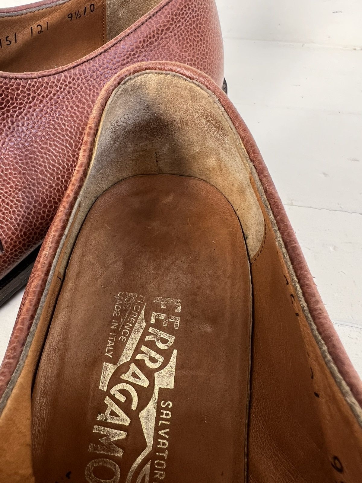 Salvatore Ferragamo Salvatore Ferragamo Brown Leather Pebble Grain Lace Up Shoes Size US 10.5 / EU 43-44 - 19 Thumbnail