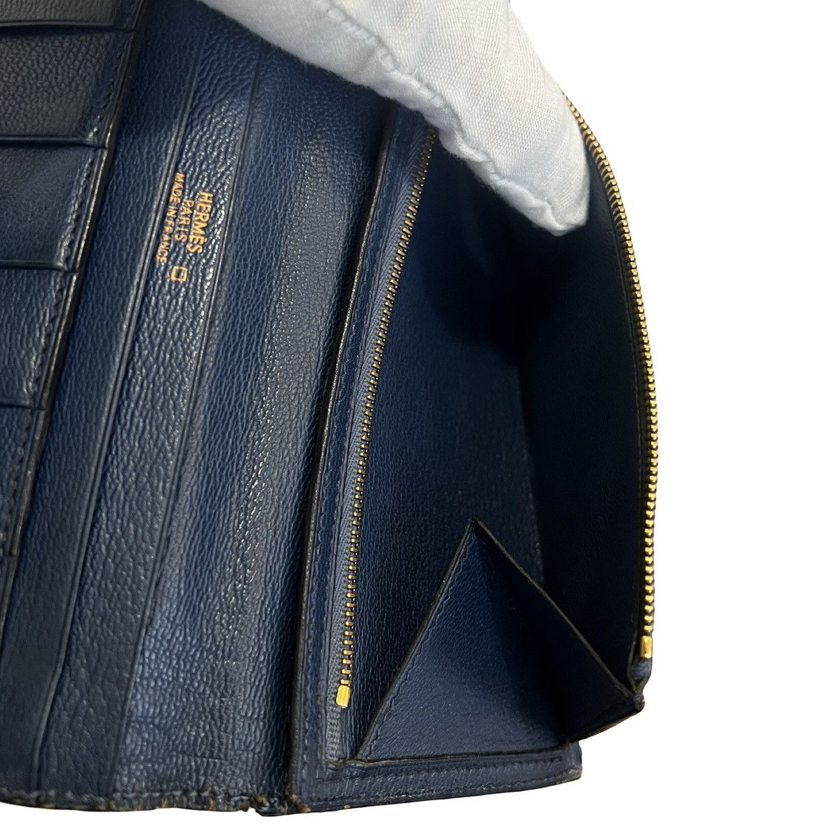 Hermes HERMES Bearn Crocodile Porosus Navy Gold Hardware Wallet Size ONE SIZE - 7 Thumbnail