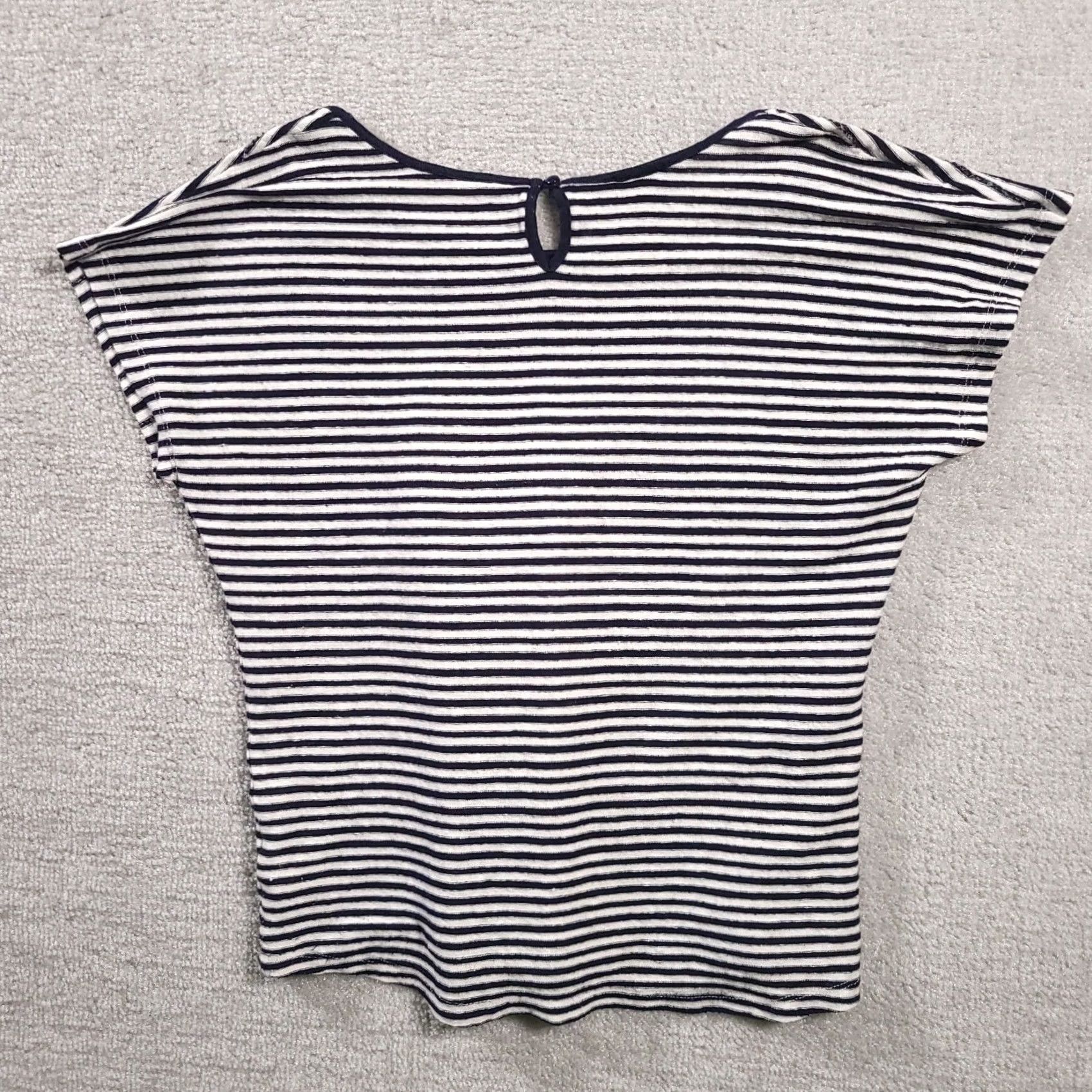 Talbots Talbots Top Striped Linen Blend Short Sleeve Blue White Size Small Womens Size S / US 4 / IT 40 - 7 Thumbnail