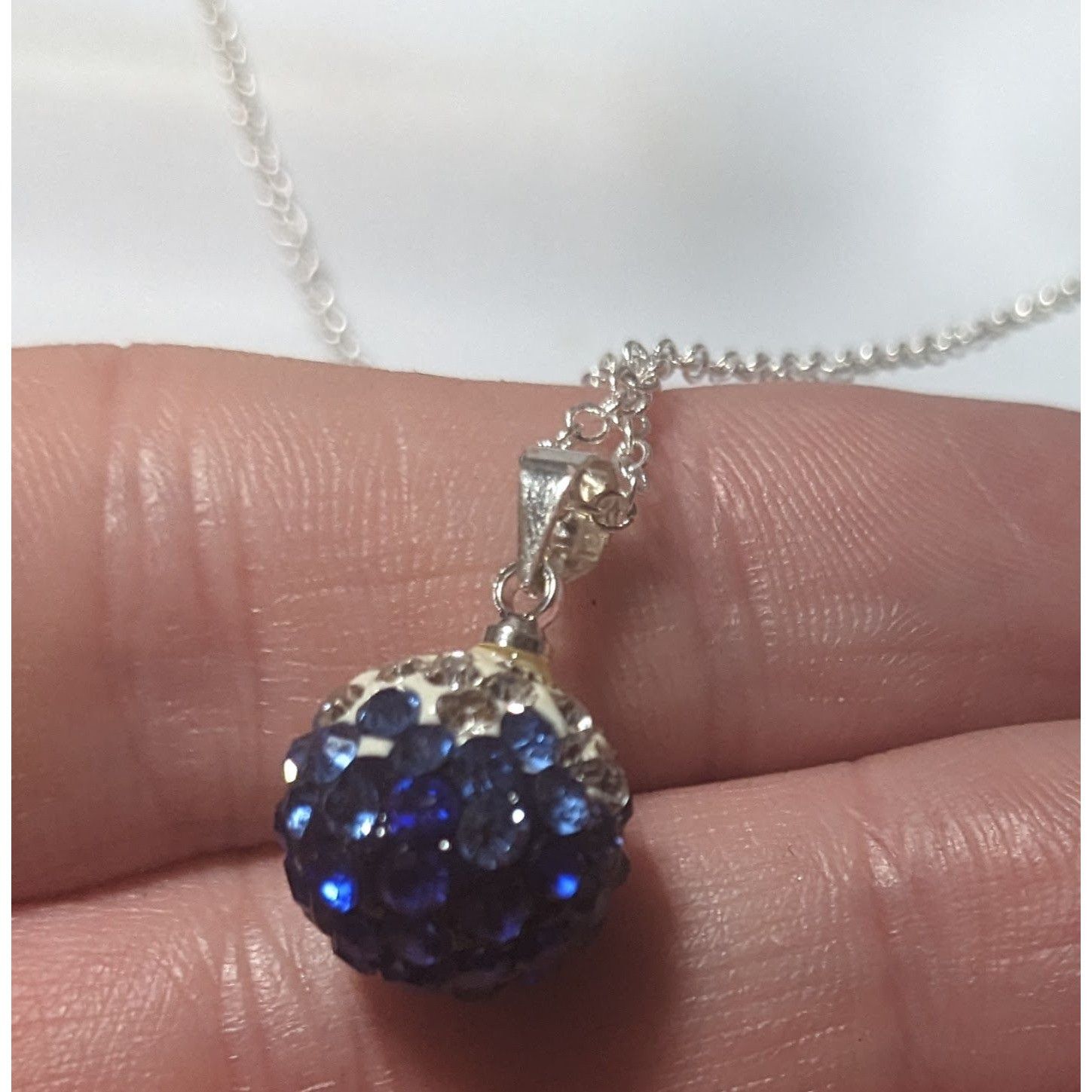 Other Sterling Blue And White Rhinestone Pendant Necklace Size ONE SIZE - 4 Thumbnail