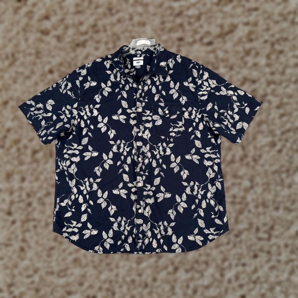 Old Navy VINTAGE Old Navy Shirt Mens 2XL Blue Floral Hawaiian Short Sleeve Linen Blend Shirt (Adult Regular) Men's Hawaiian Shirt 2XL Blue Floral Size US XXL / EU 58 / 5 - 1 Thumbnail